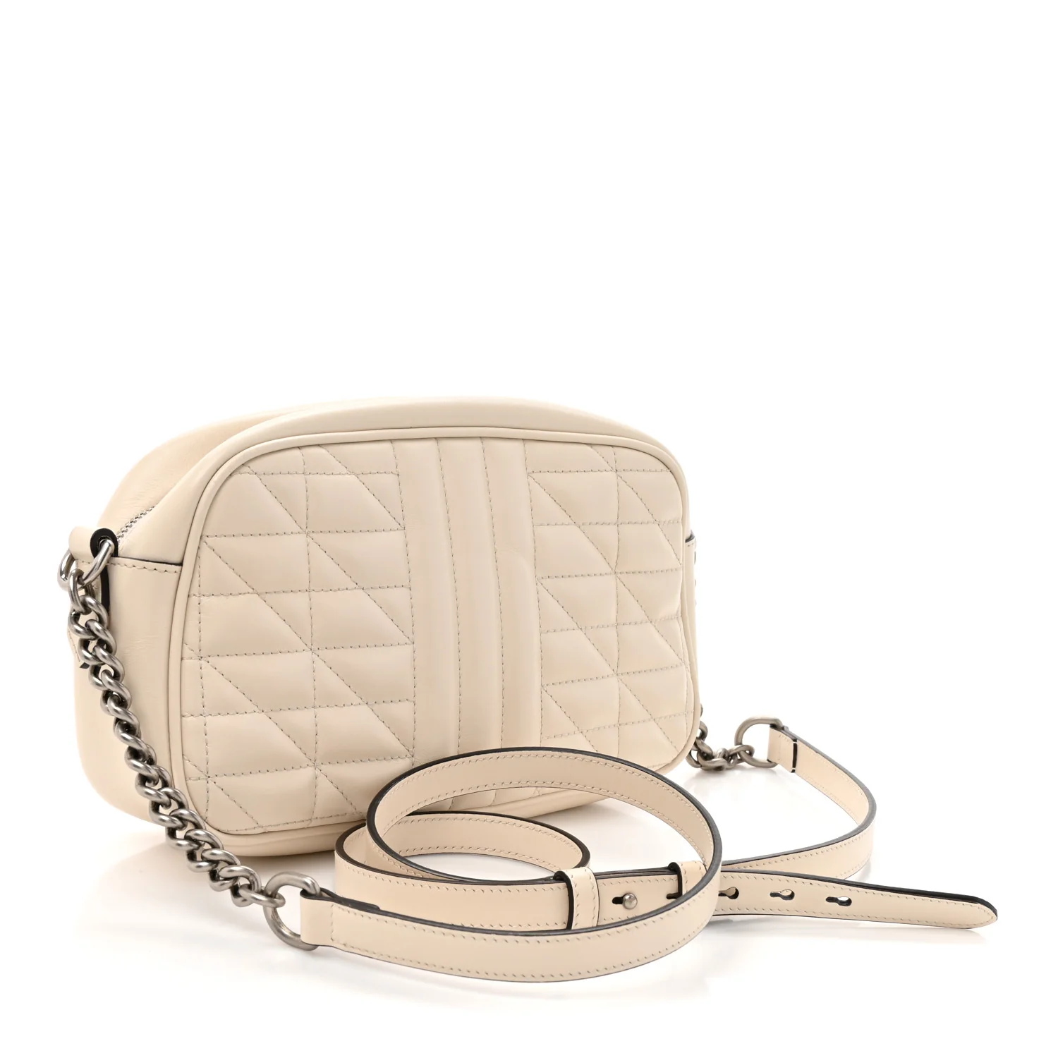 Calfskin Matelasse Aria Small GG Marmont Chain Shoulder Bag Mystic White - Image 5