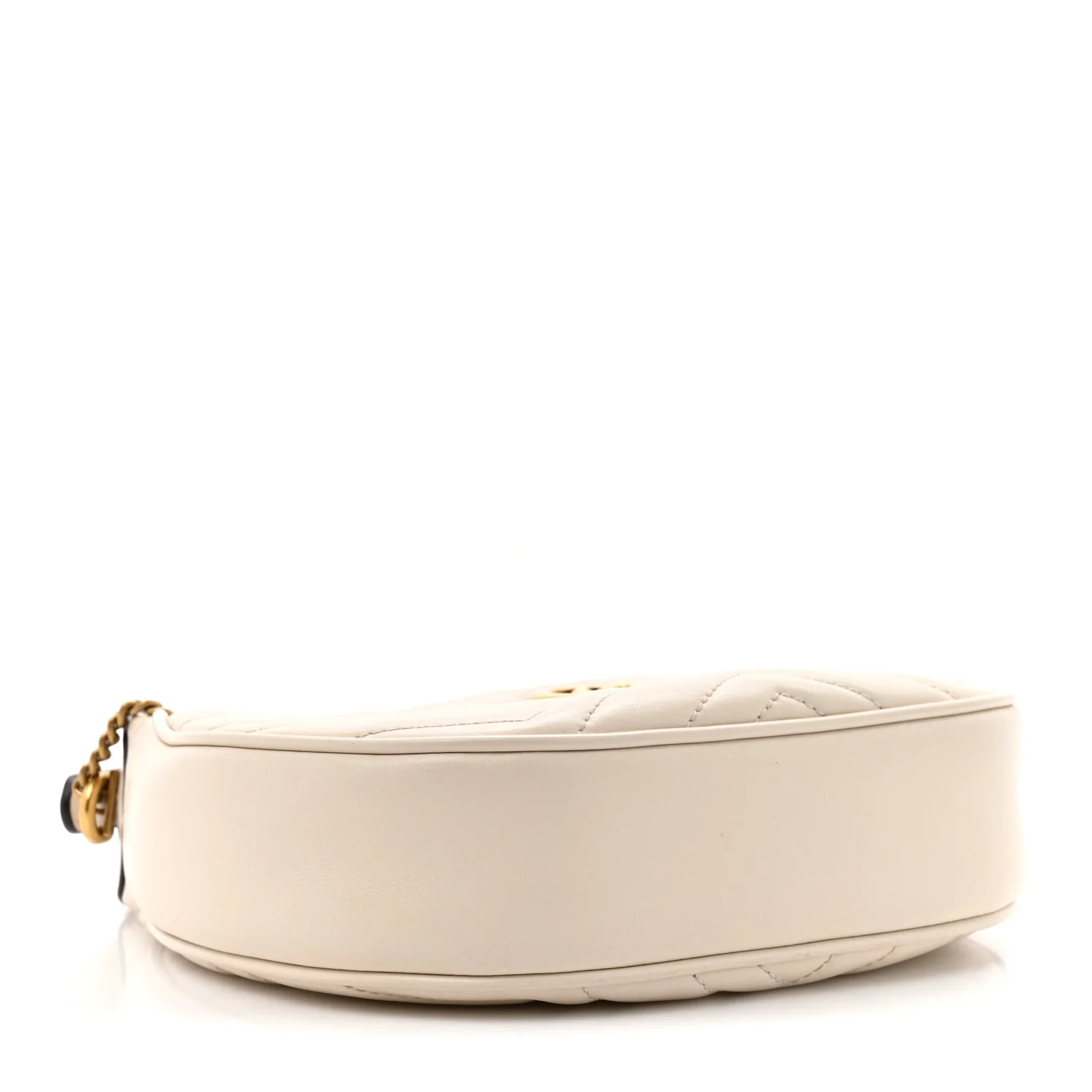 Calfskin Matelasse Chevron Mini GG Marmont Half Moon Hobo Mystic White - Image 4