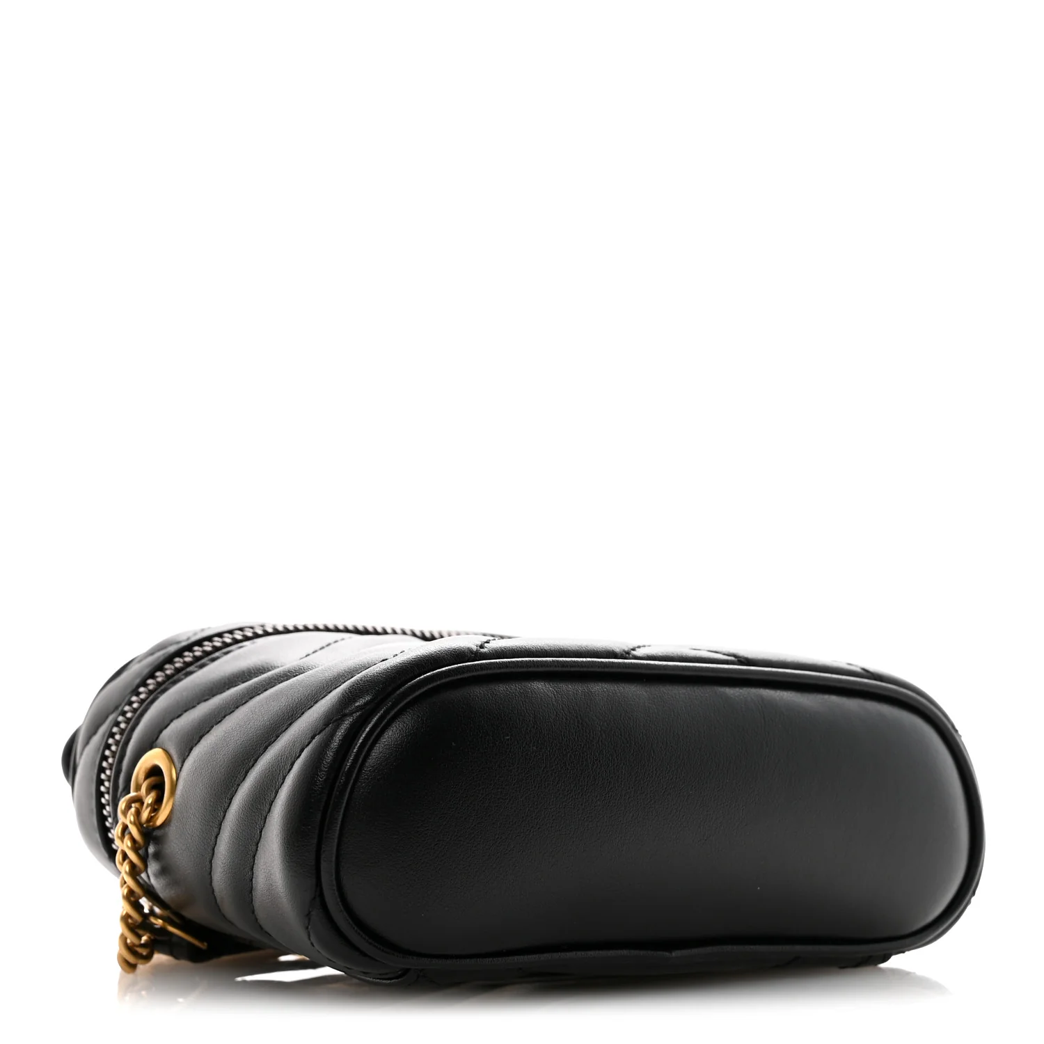 Calfskin Matelasse Chevron Mini GG Marmont Top Handle Bag Black - Image 4