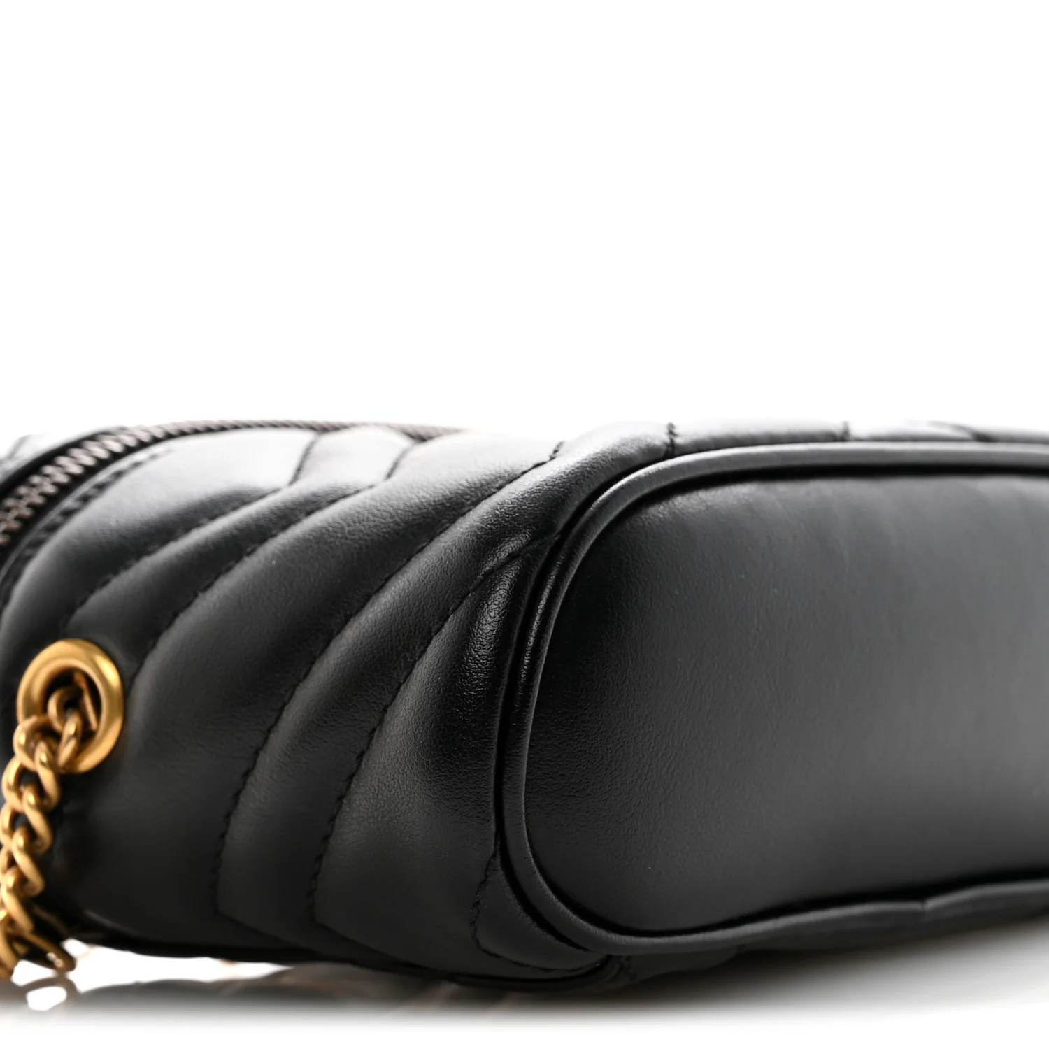 Calfskin Matelasse Chevron Mini GG Marmont Top Handle Bag Black - Image 9