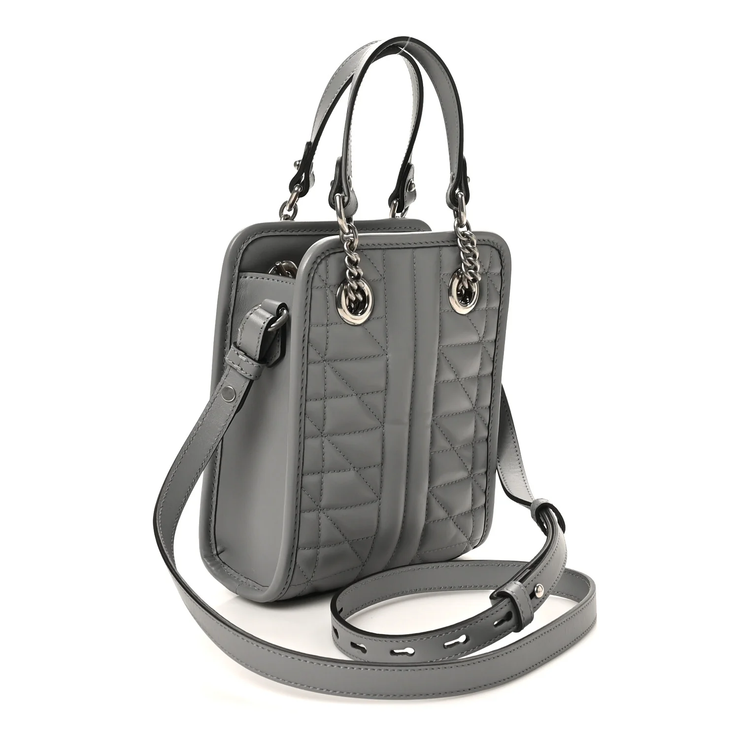 Calfskin Matelasse Chevron Mini GG Marmont Tote Grey - Image 3