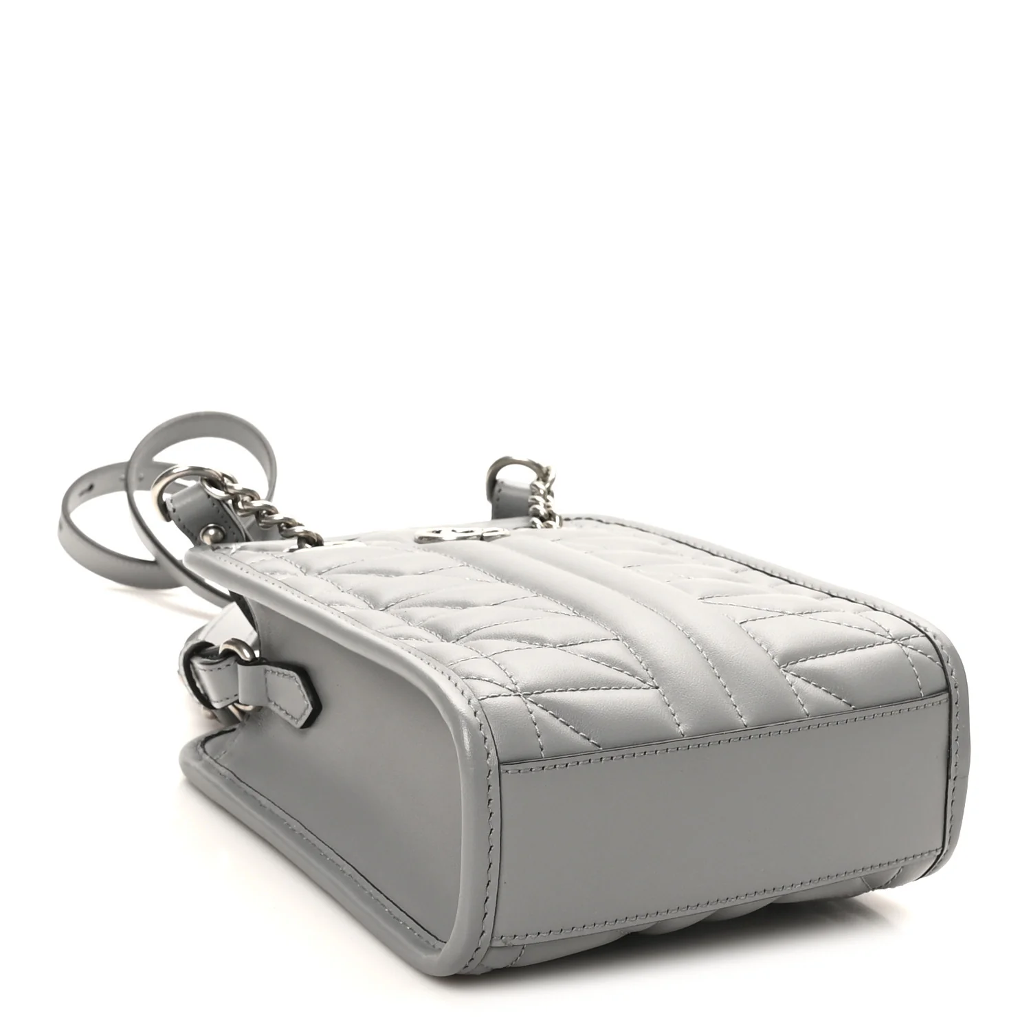 Calfskin Matelasse Chevron Mini GG Marmont Tote Grey - Image 4