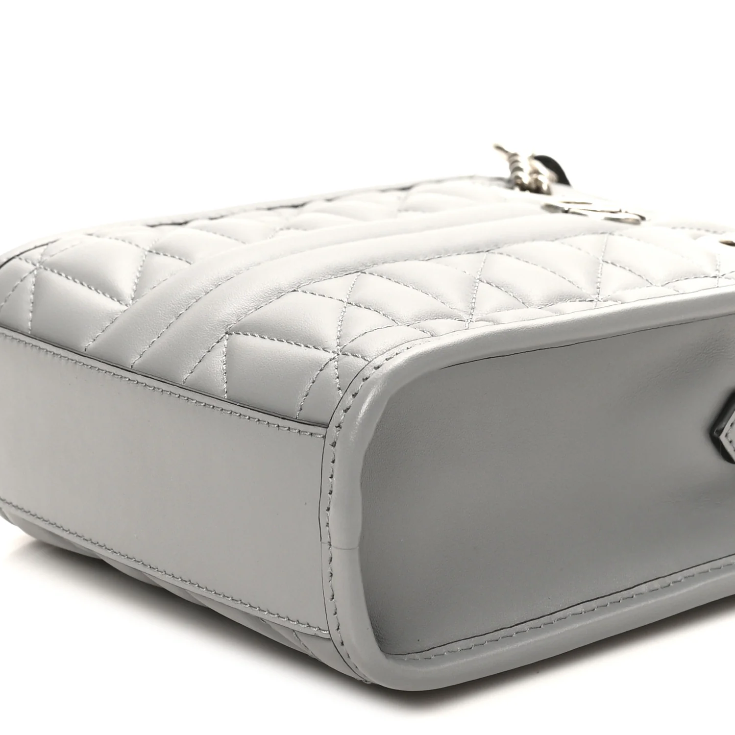 Calfskin Matelasse Chevron Mini GG Marmont Tote Grey - Image 9
