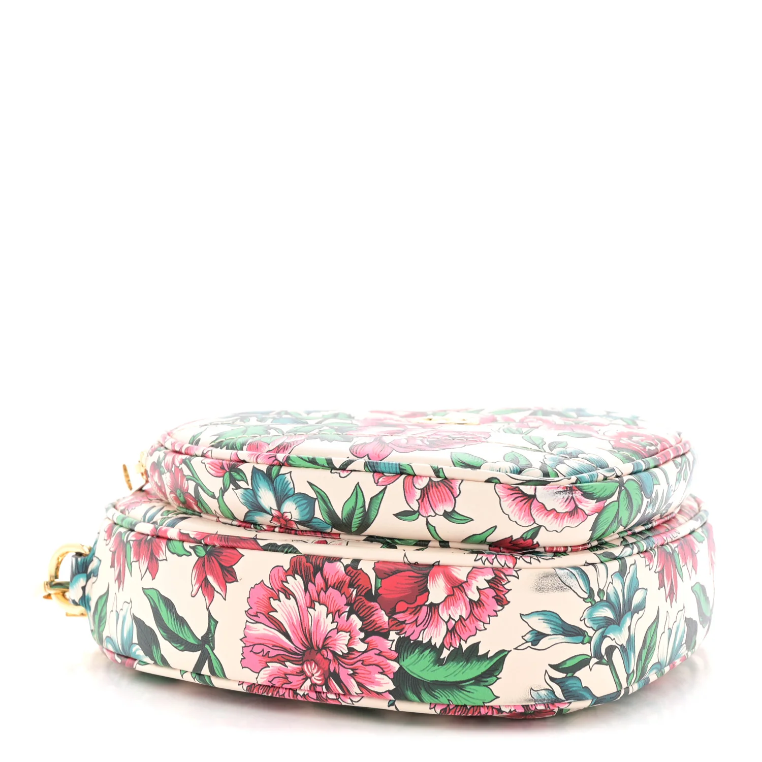 Calfskin Matelasse Diagonal Brit Roses Print Mini Interlocking G Heart Shoulder Bag White Multicolor - Image 7