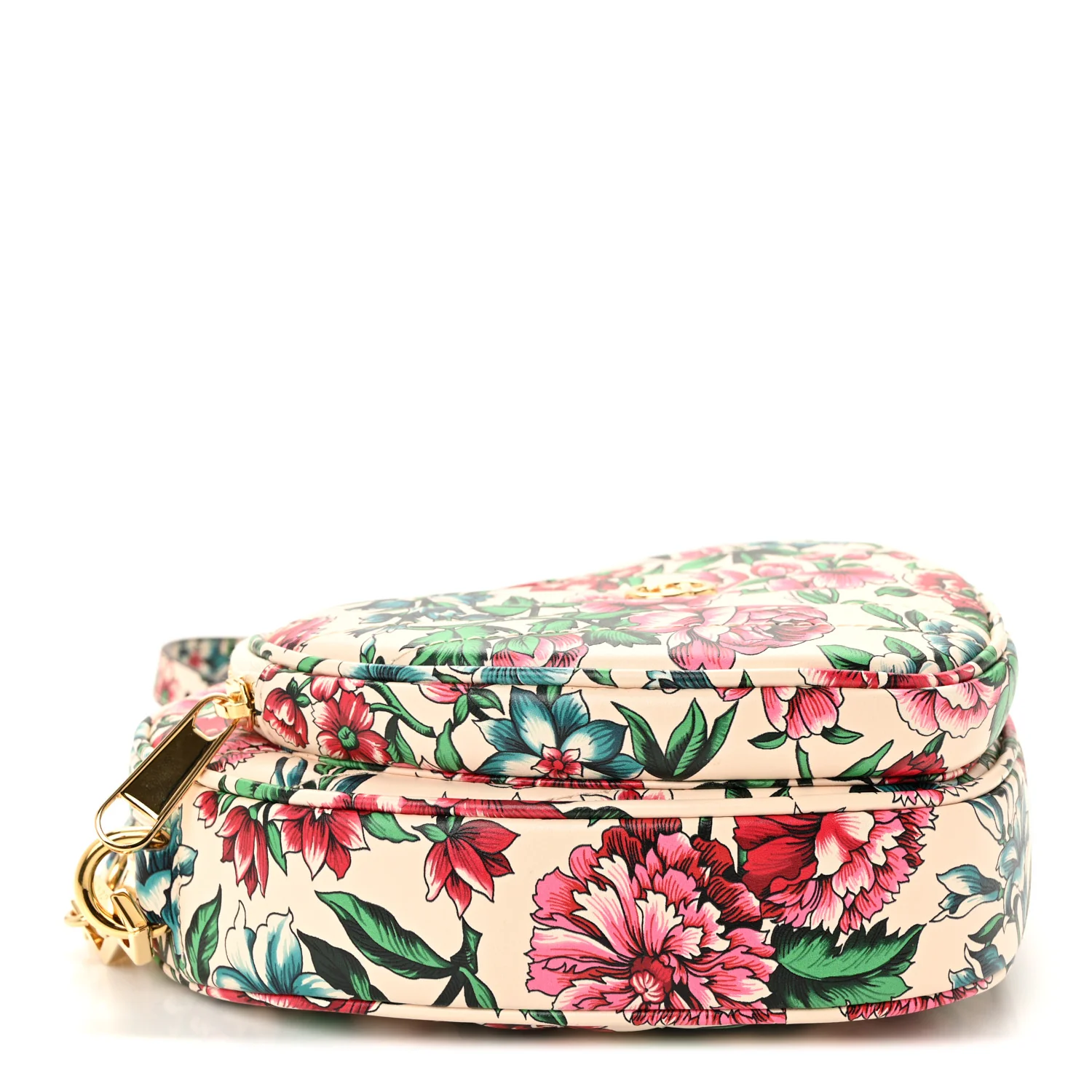 Calfskin Matelasse Diagonal Brit Roses Print Mini Interlocking G Heart Shoulder Bag  White Multicolor - Image 4