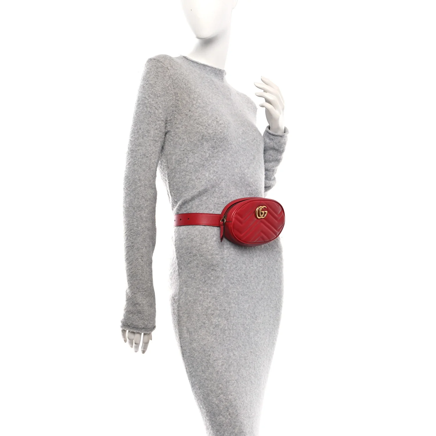 Calfskin Matelasse GG Marmont Belt Bag 75 30 Hibiscus Red - Image 2