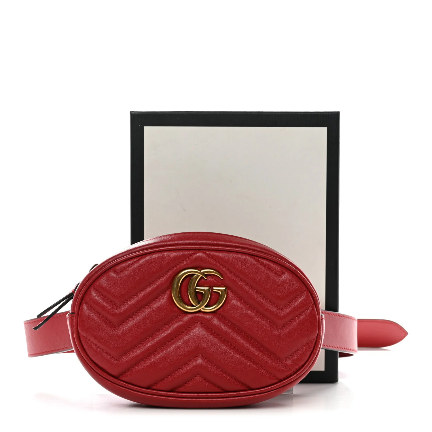 Calfskin Matelasse GG Marmont Belt Bag 85 34 Hibiscus Red - Image 24