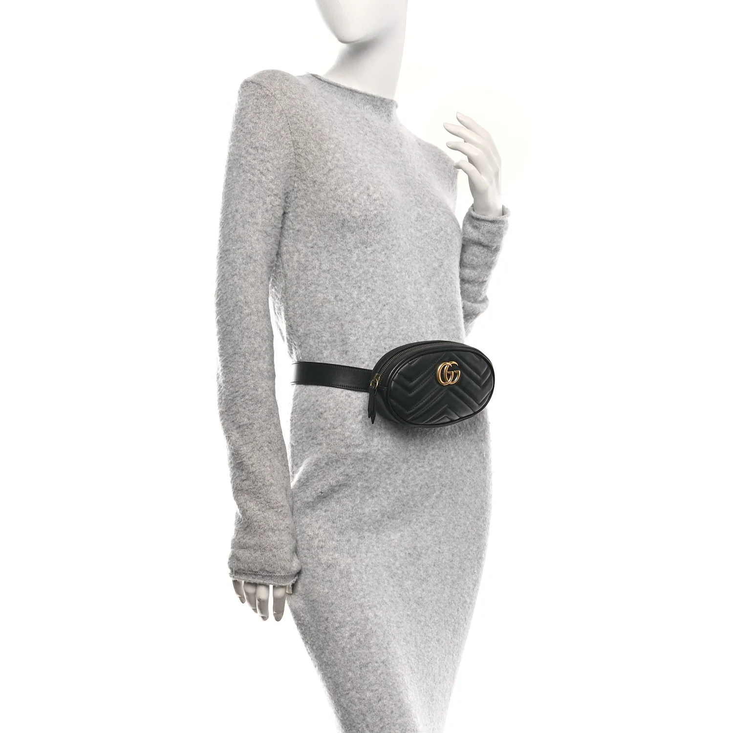 Calfskin Matelasse GG Marmont Belt Bag 95 38 Black - Image 2