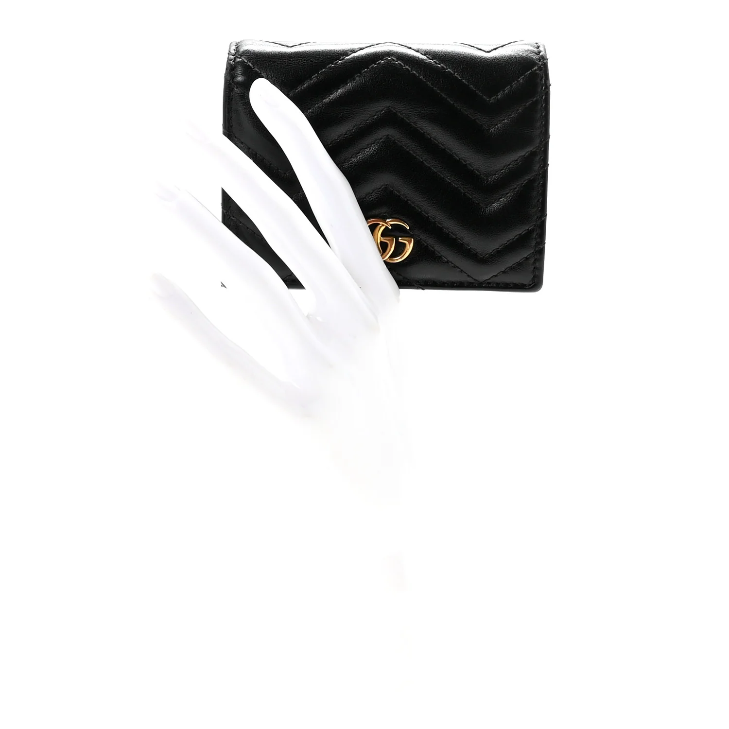 Calfskin Matelasse GG Marmont Card Case Wallet Black - Image 2