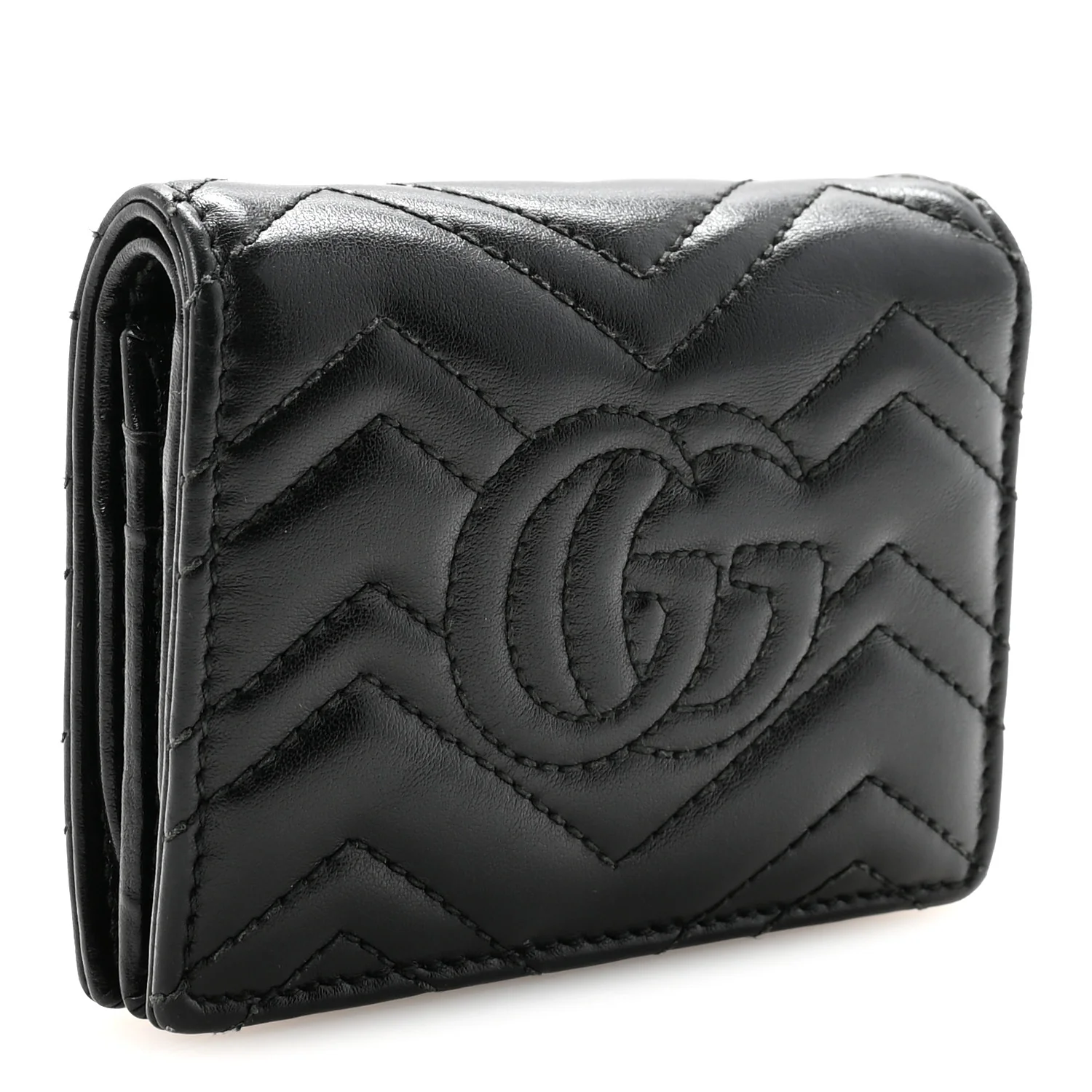 Calfskin Matelasse GG Marmont Card Case Wallet Black - Image 3