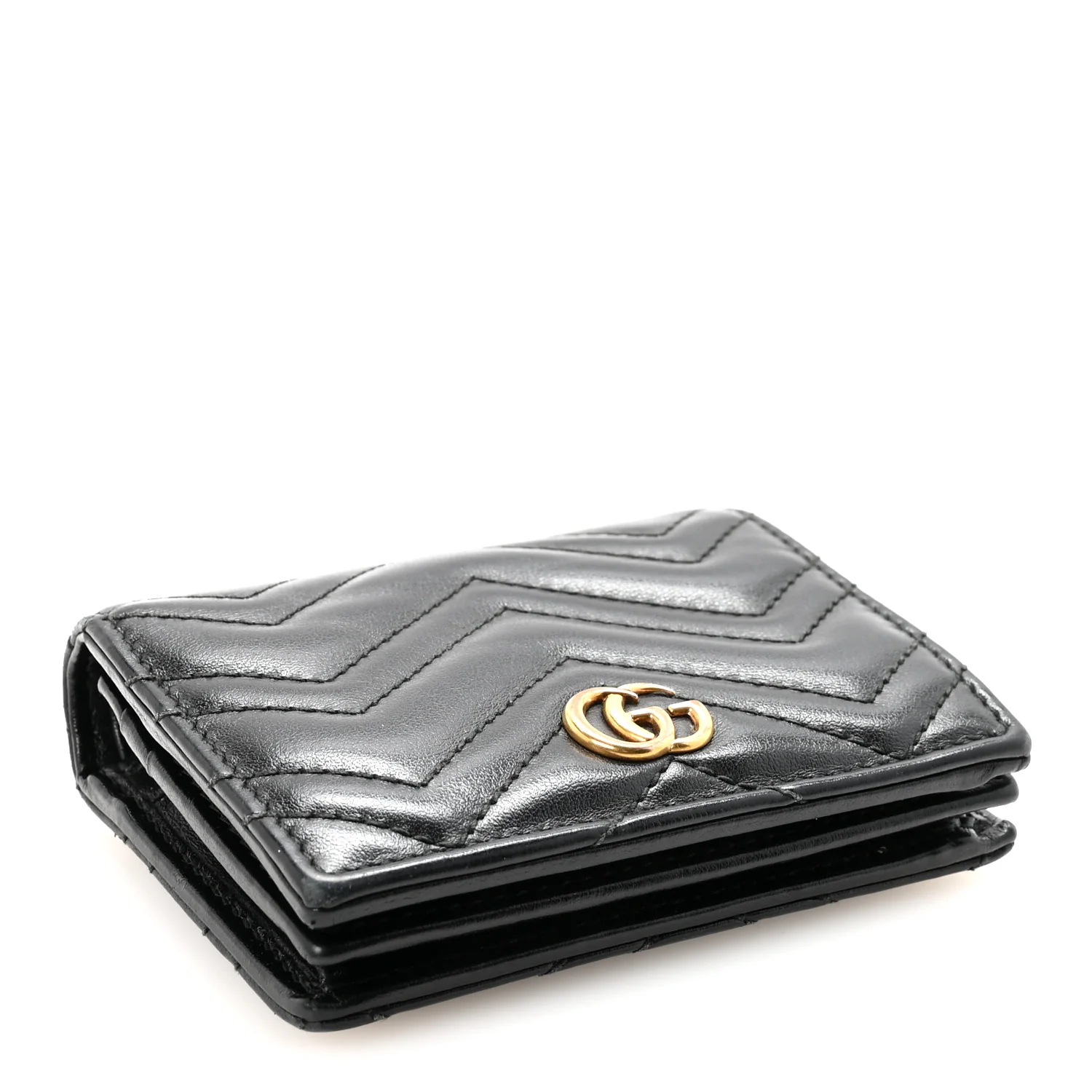 Calfskin Matelasse GG Marmont Card Case Wallet Black - Image 4