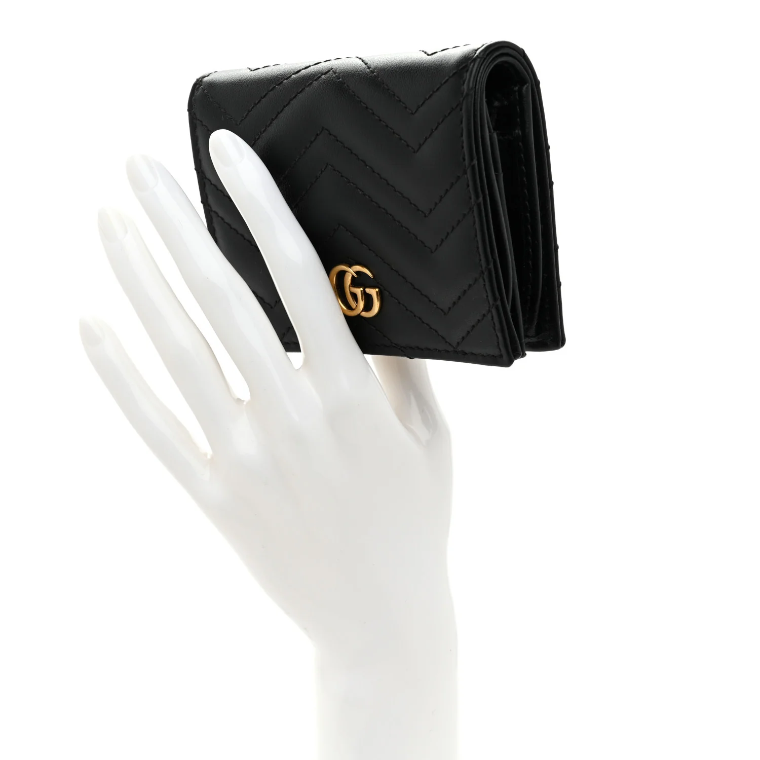 Calfskin Matelasse GG Marmont Card Case Wallet Black - Image 2