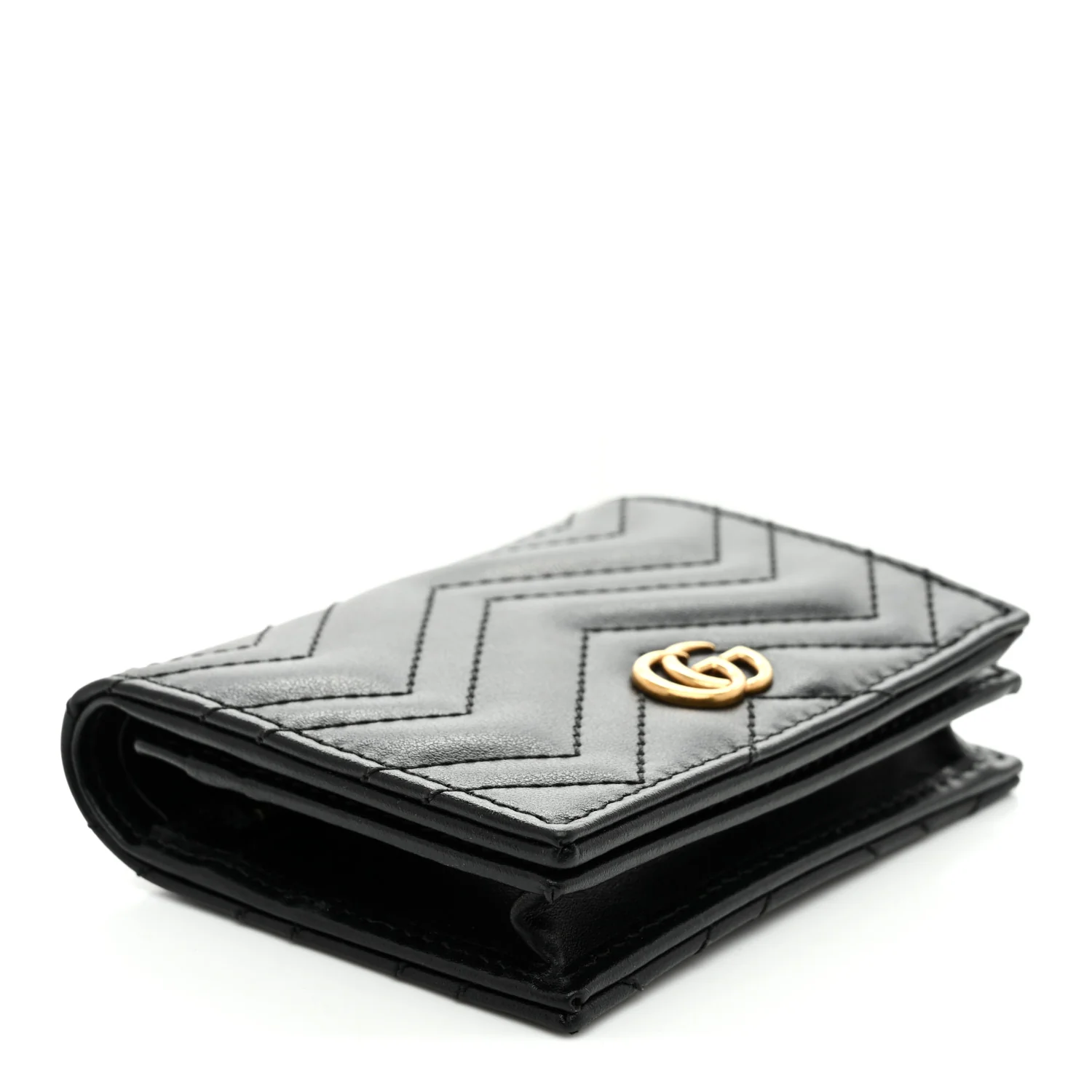 Calfskin Matelasse GG Marmont Card Case Wallet Black - Image 4