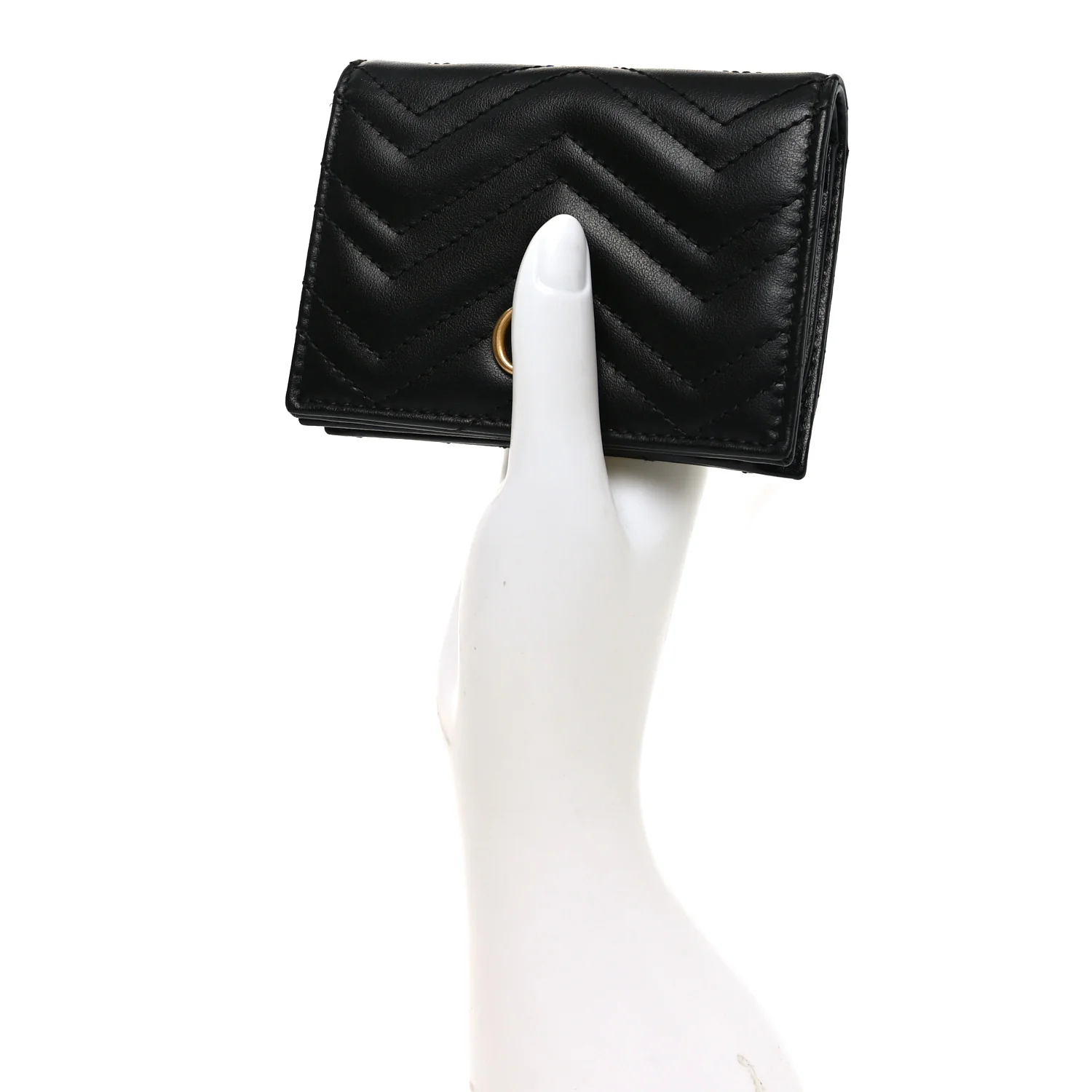 Calfskin Matelasse GG Marmont Card Case Wallet Black - Image 2