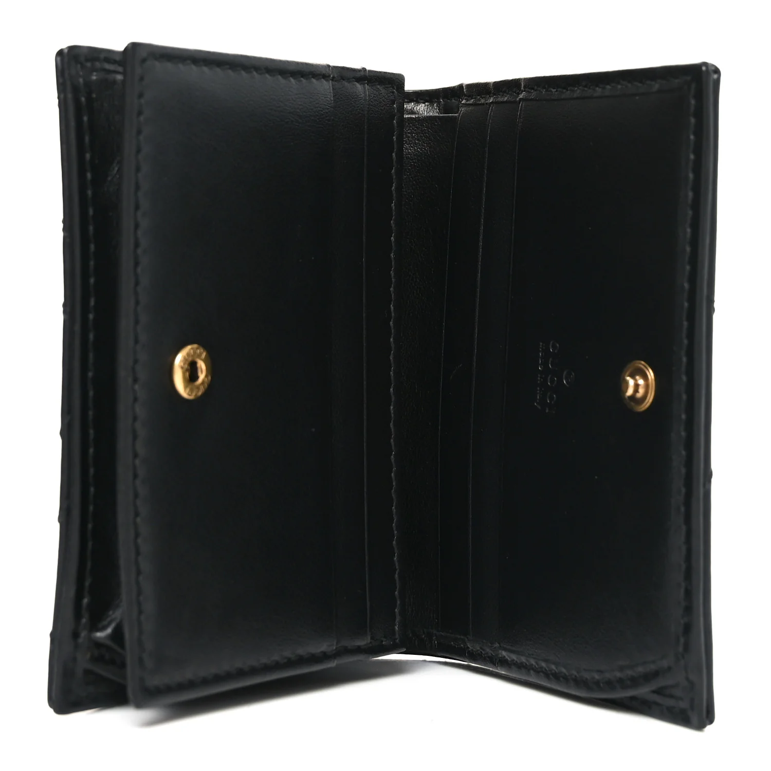 Calfskin Matelasse GG Marmont Card Case Wallet Black - Image 5