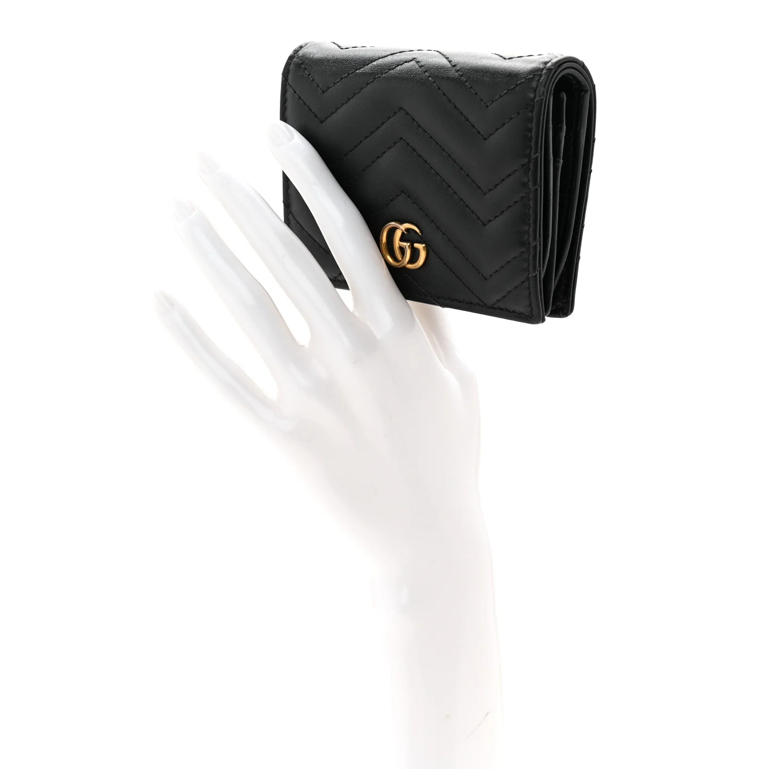 Calfskin Matelasse GG Marmont Card Case Wallet Black - Image 2