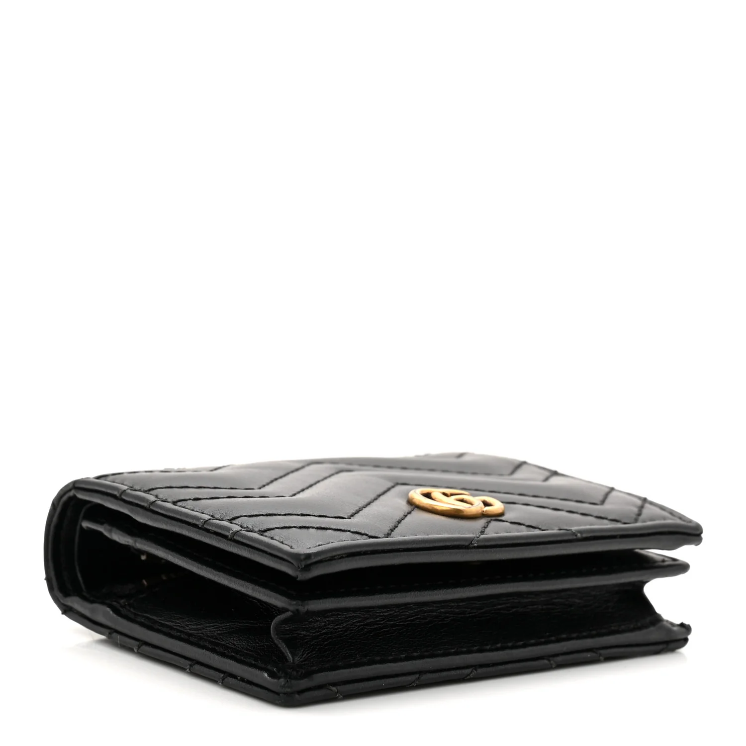 Calfskin Matelasse GG Marmont Card Case Wallet Black - Image 4