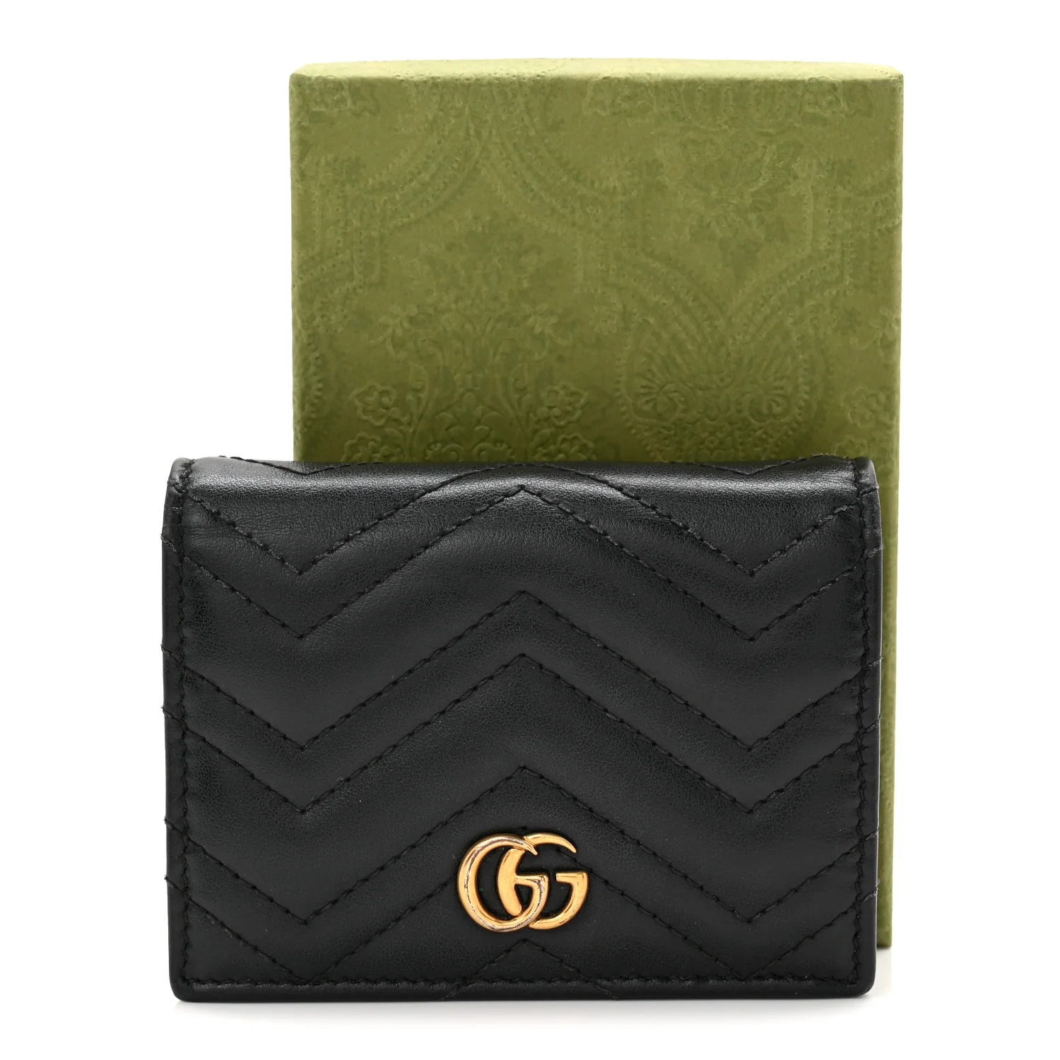 Calfskin Matelasse GG Marmont Card Case Wallet Black - Image 8