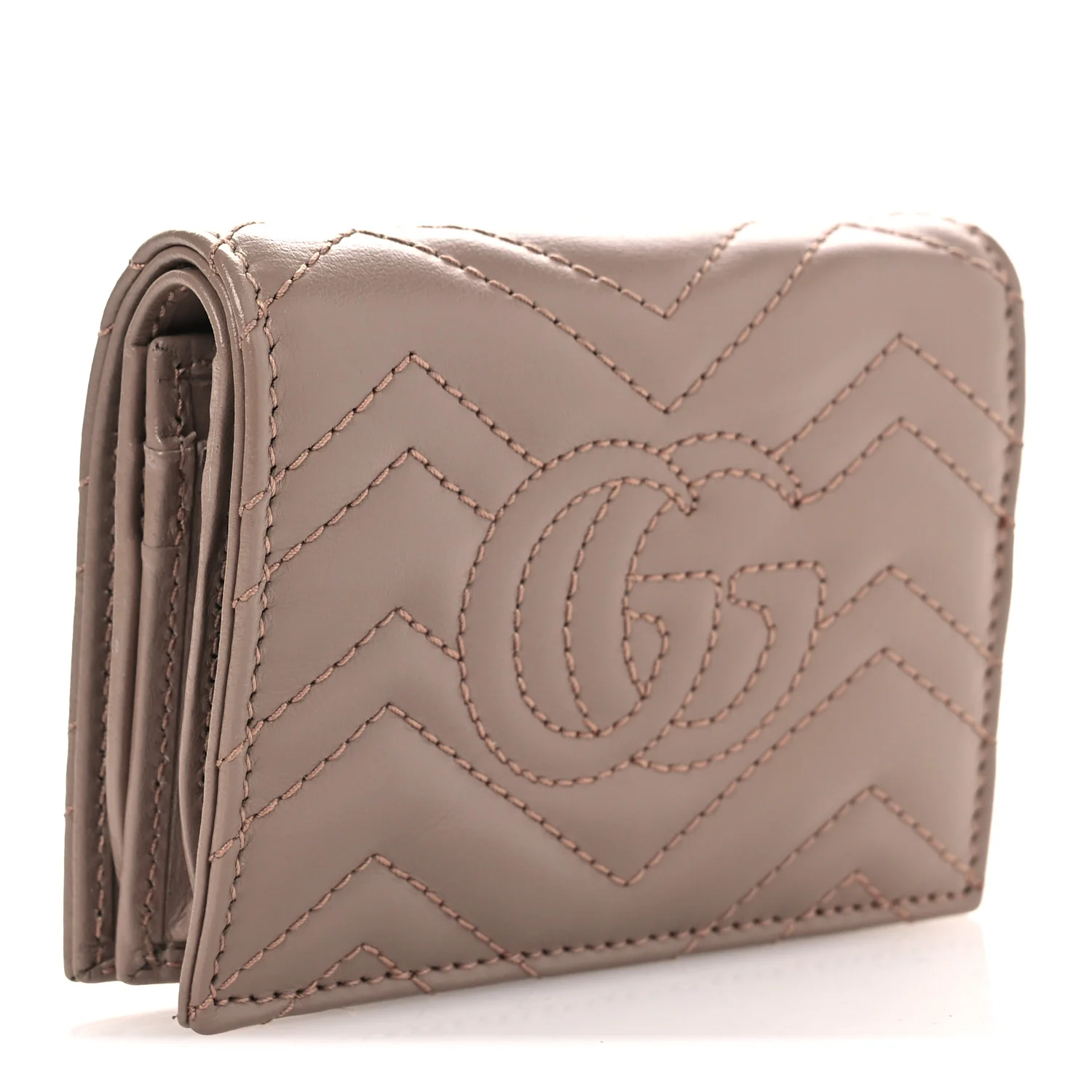 Calfskin Matelasse GG Marmont Card Case Wallet Porcelain Rose - Image 3