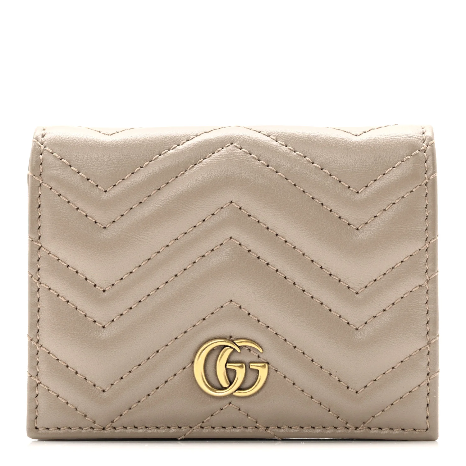 Calfskin Matelasse GG Marmont Card Case Wallet Porcelain Rose