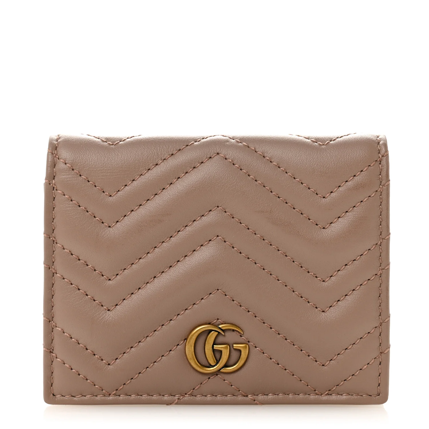 Calfskin Matelasse GG Marmont Card Case Wallet Porcelain Rose