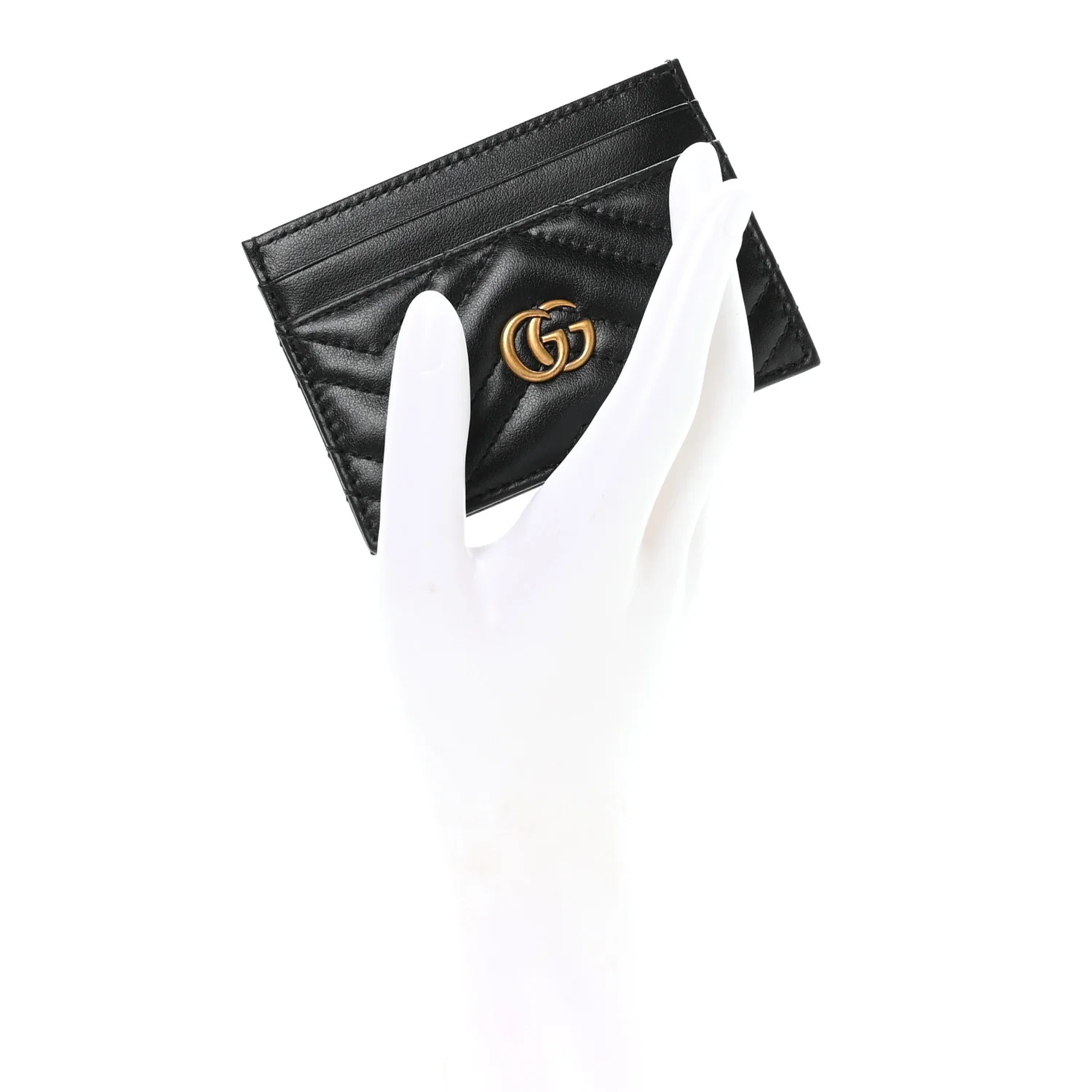 Calfskin Matelasse GG Marmont Card Holder Black - Image 2