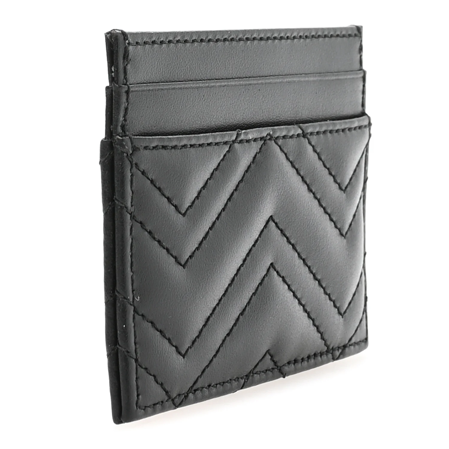 Calfskin Matelasse GG Marmont Card Holder Black - Image 3