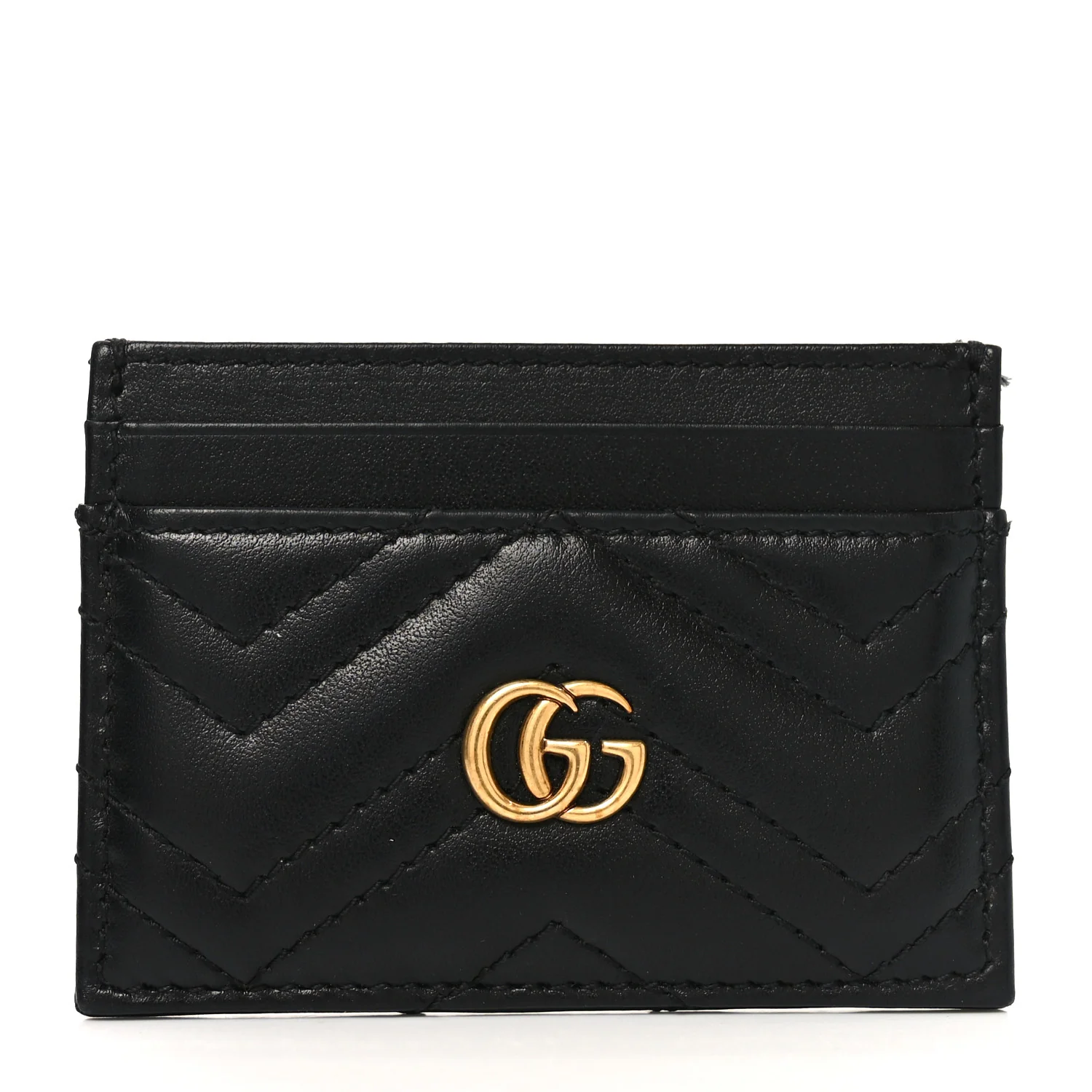 Calfskin Matelasse GG Marmont Card Holder Black