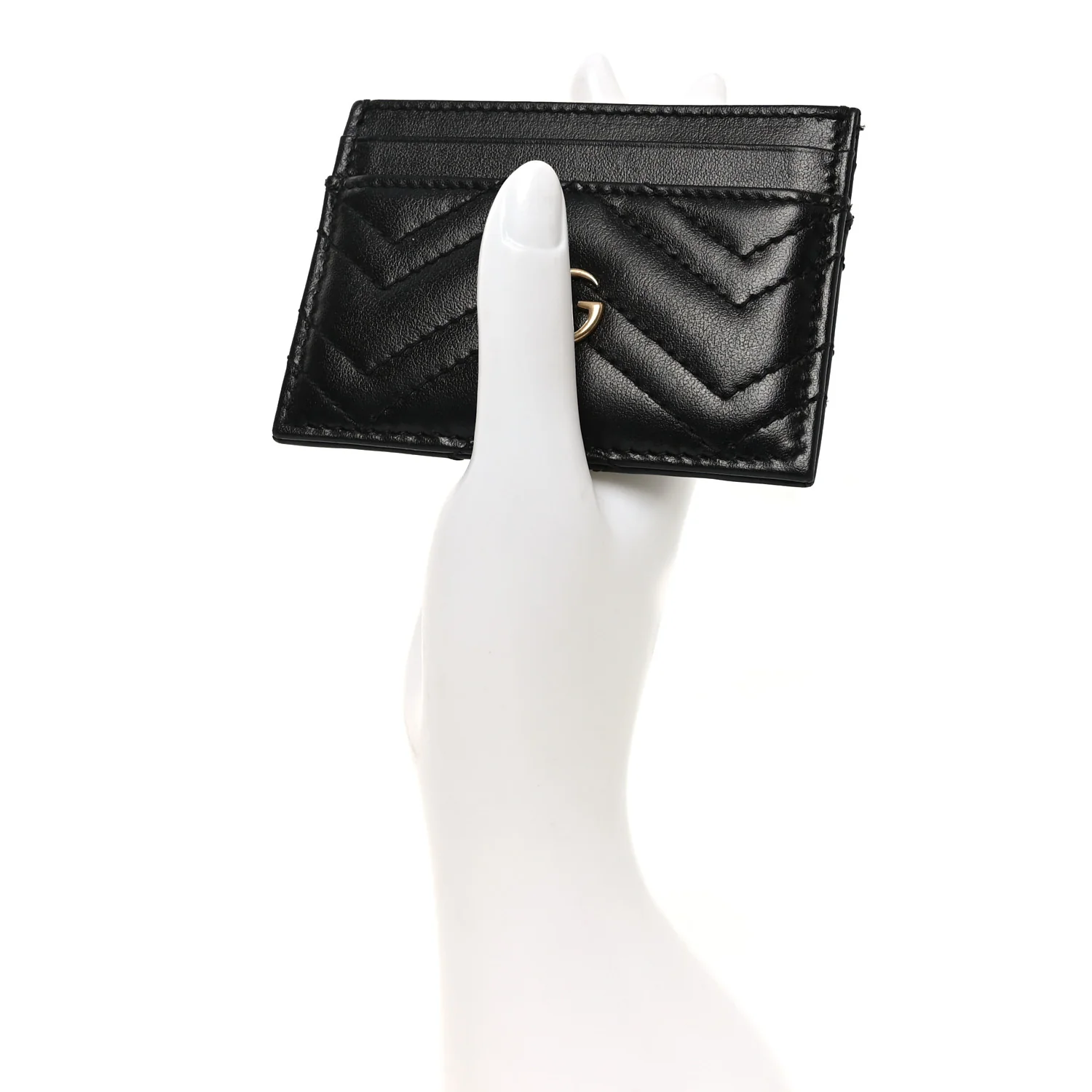 Calfskin Matelasse GG Marmont Card Holder Black - Image 2