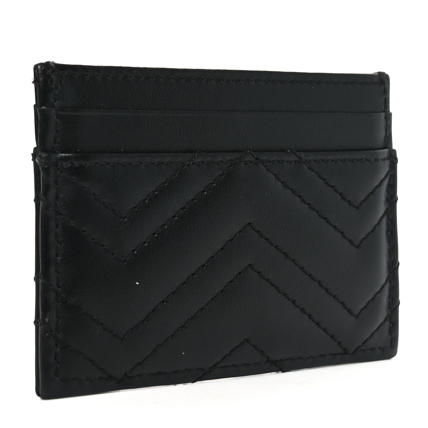 Calfskin Matelasse GG Marmont Card Holder Black - Image 3