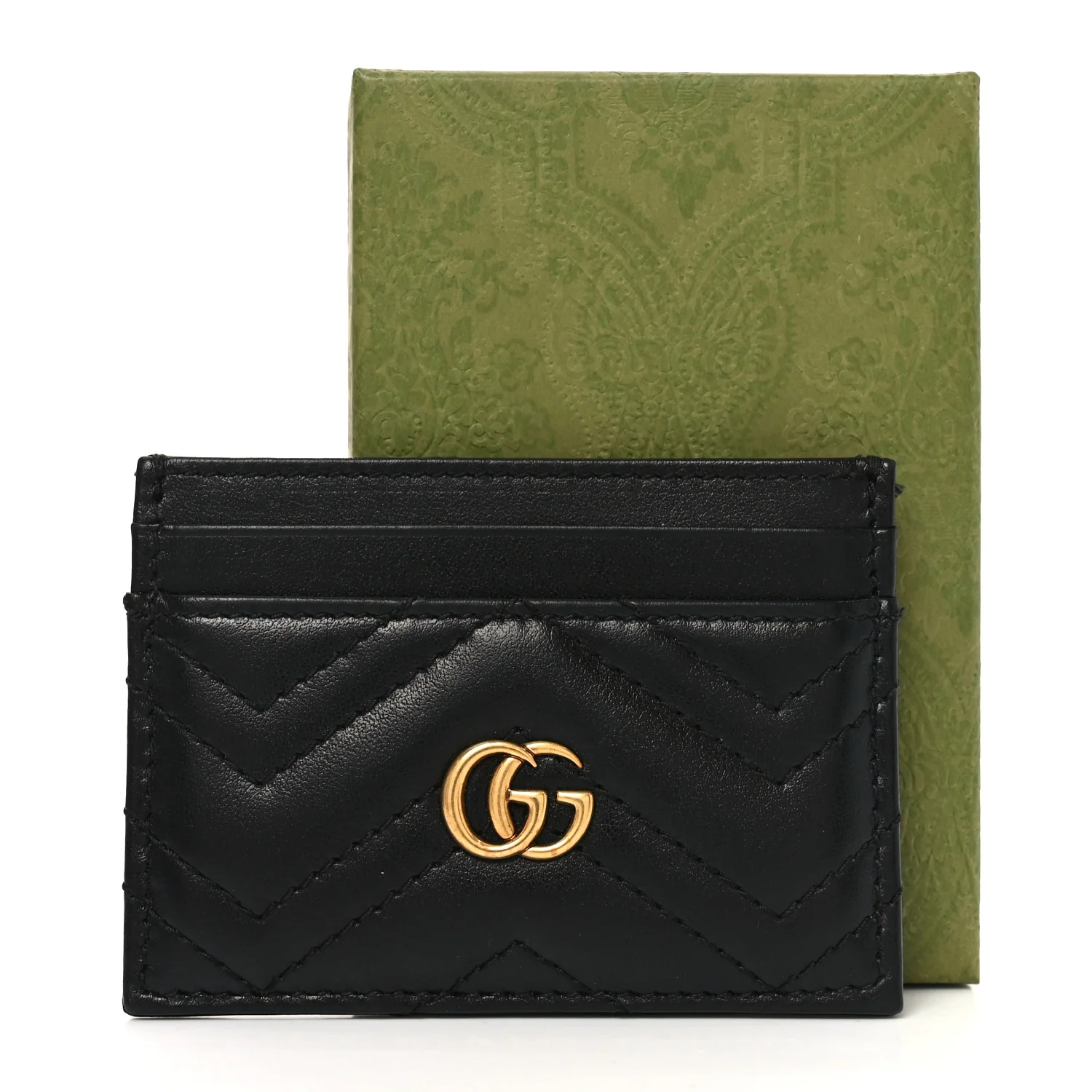 Calfskin Matelasse GG Marmont Card Holder Black - Image 7