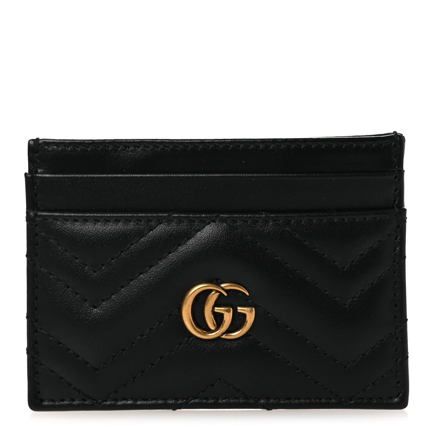 Calfskin Matelasse GG Marmont Card Holder Black