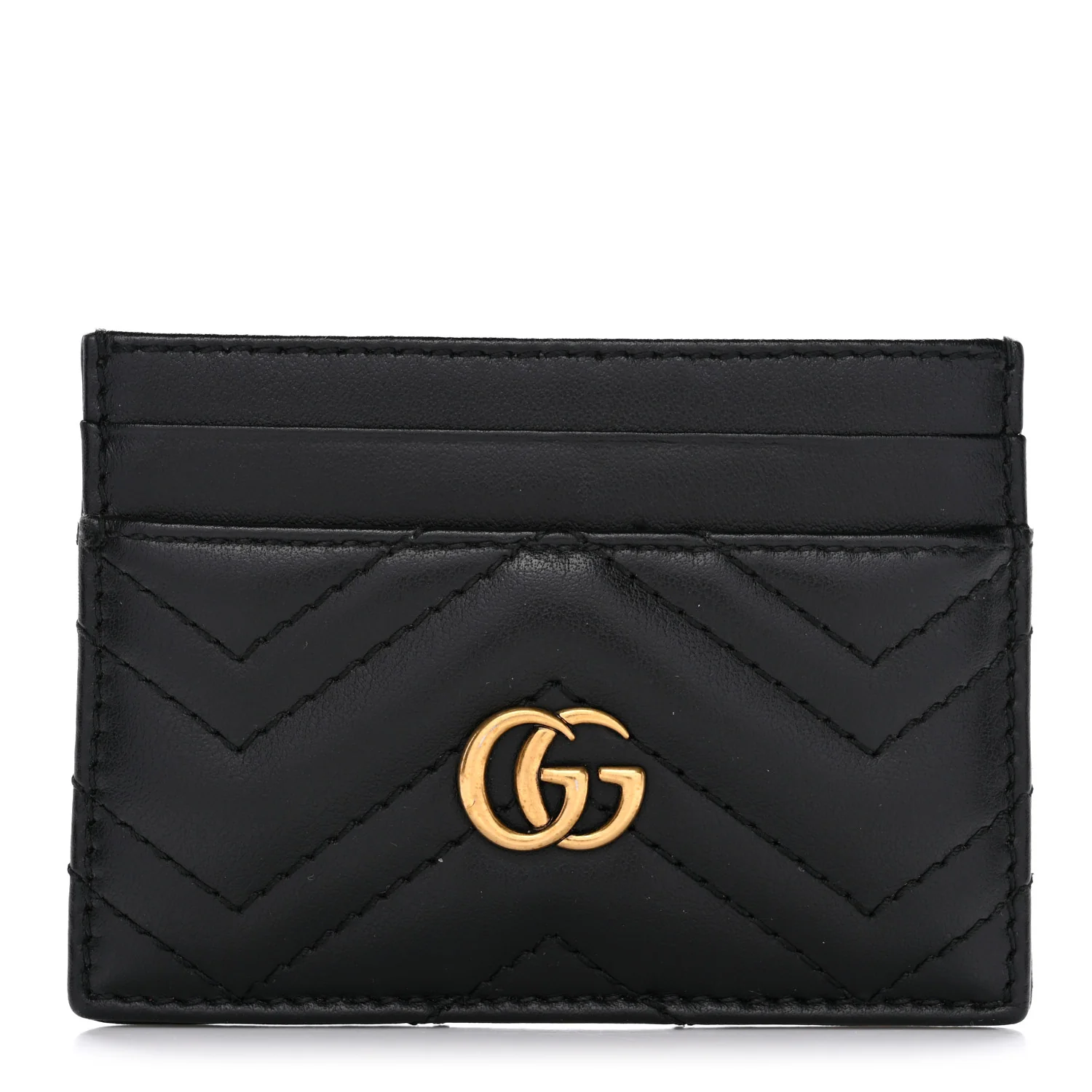 Calfskin Matelasse GG Marmont Card Holder Black