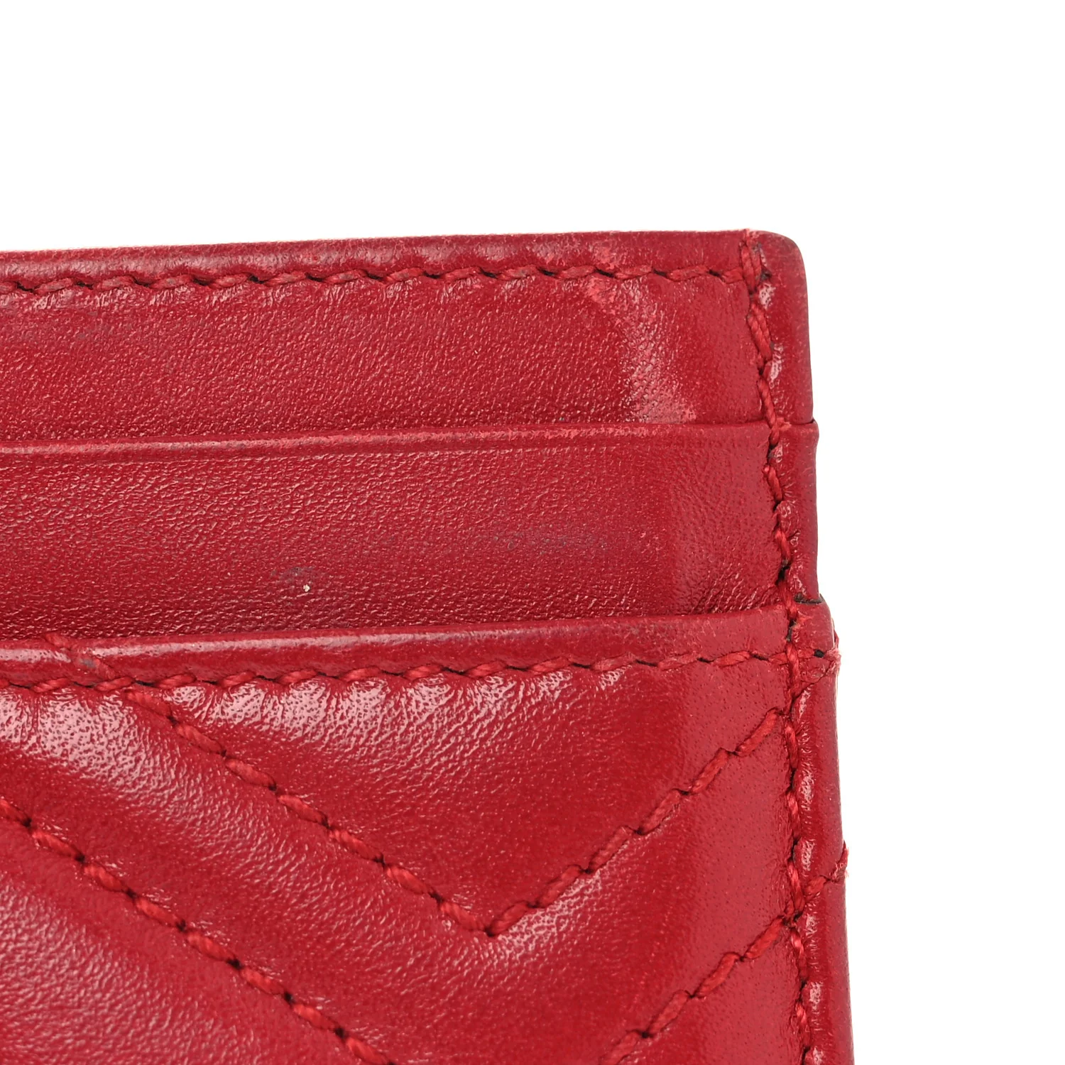Calfskin Matelasse GG Marmont Card Holder Hibiscus Red - Image 6