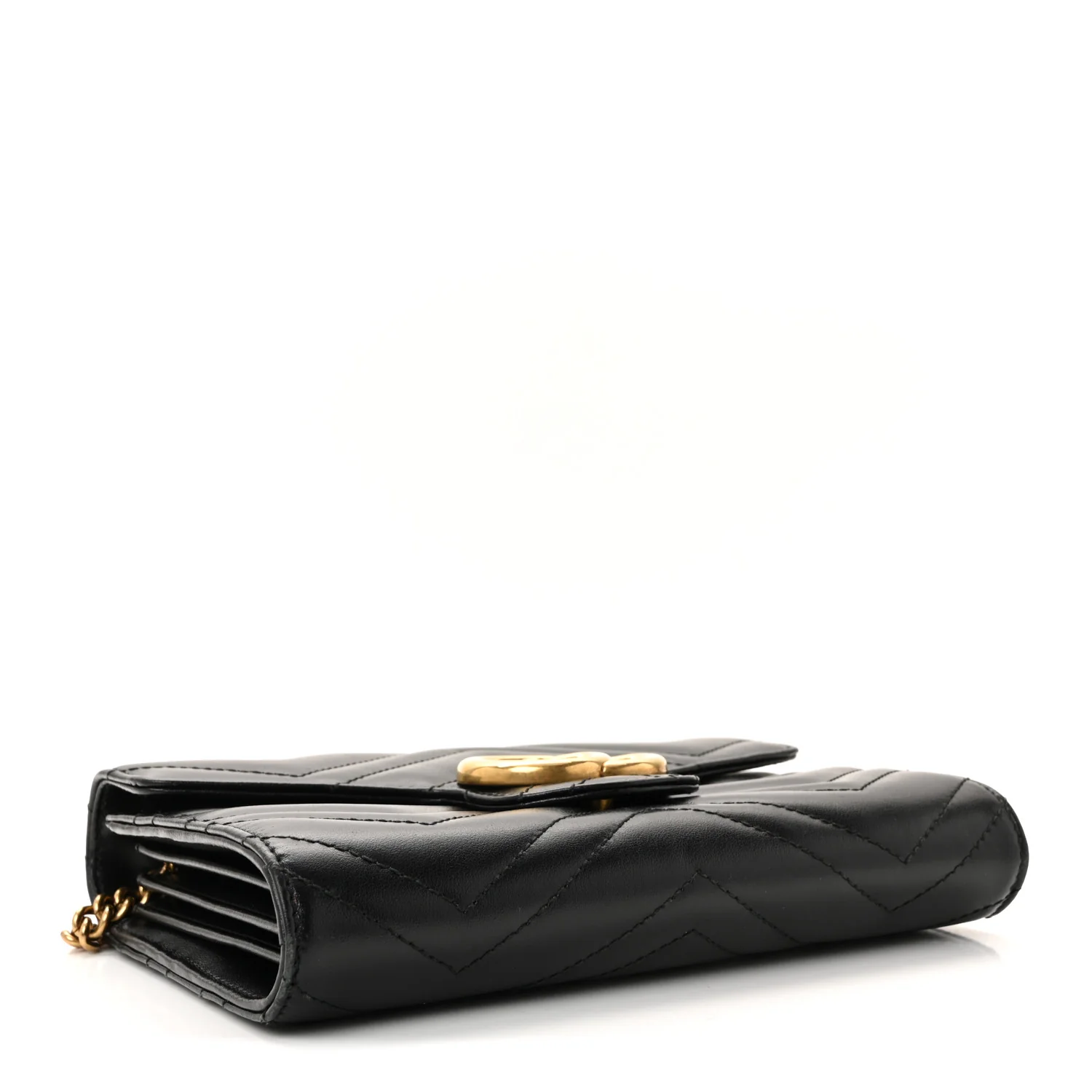 Calfskin Matelasse GG Marmont Chain Wallet Black - Image 4