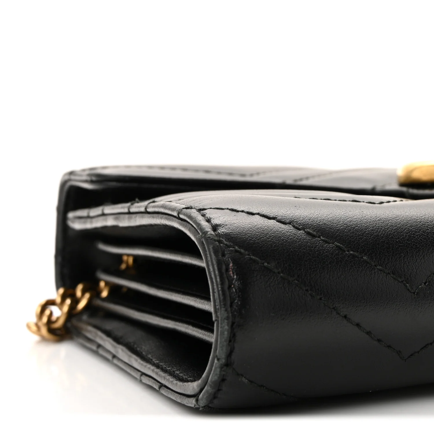 Calfskin Matelasse GG Marmont Chain Wallet Black - Image 9