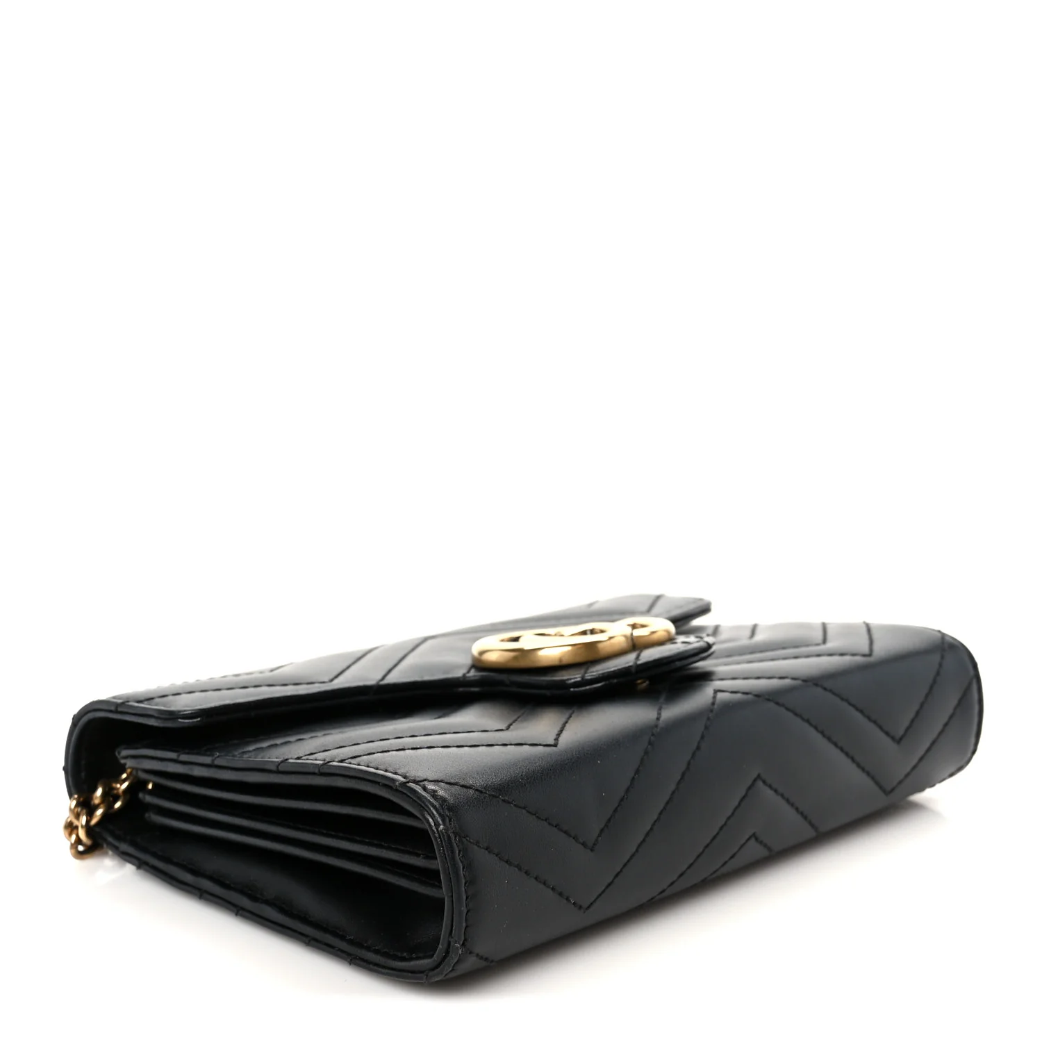 Calfskin Matelasse GG Marmont Chain Wallet Black - Image 4