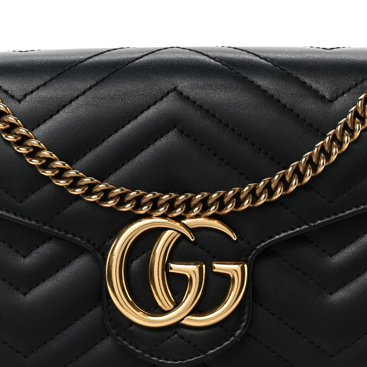 Calfskin Matelasse GG Marmont Chain Wallet Black - Image 8
