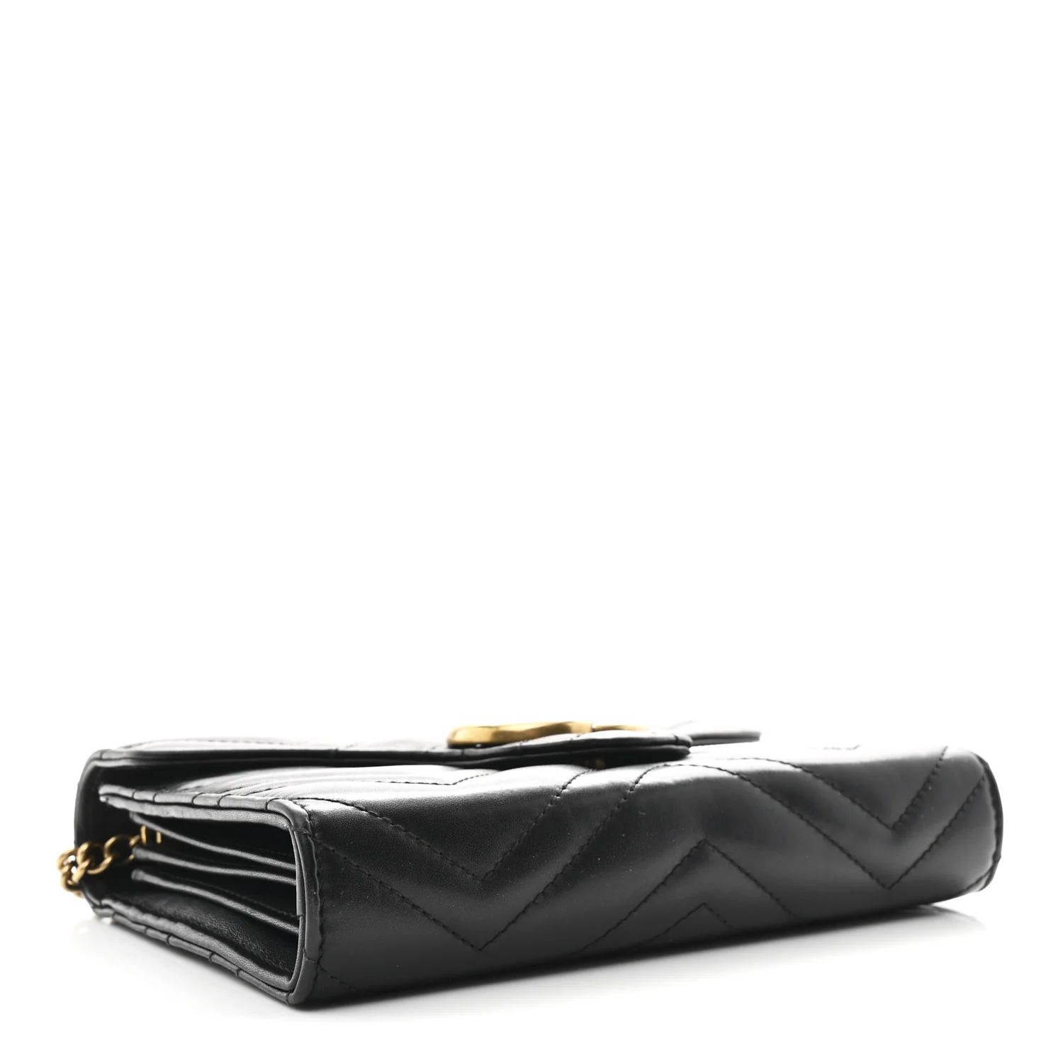 Calfskin Matelasse GG Marmont Chain Wallet Black - Image 4
