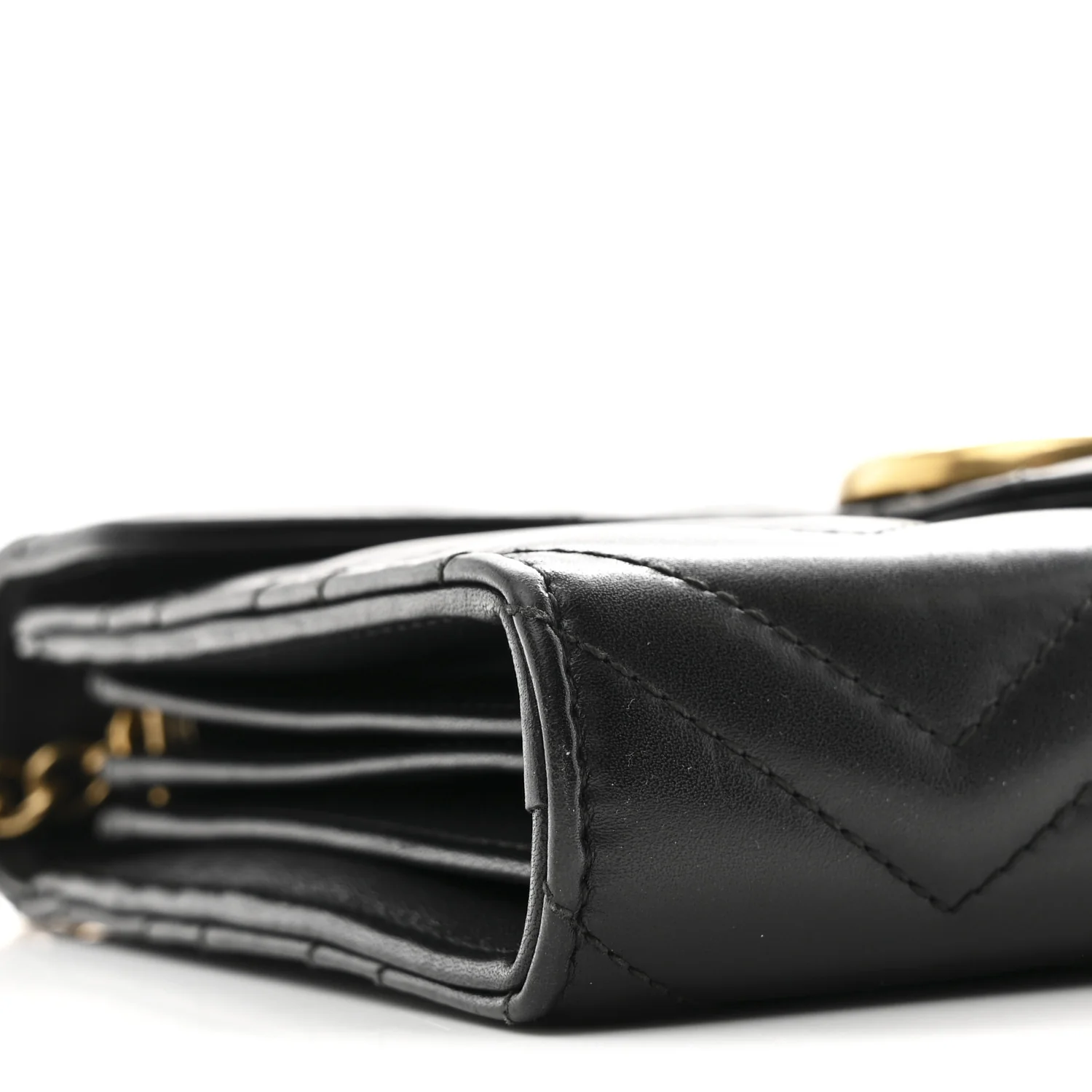 Calfskin Matelasse GG Marmont Chain Wallet Black - Image 9