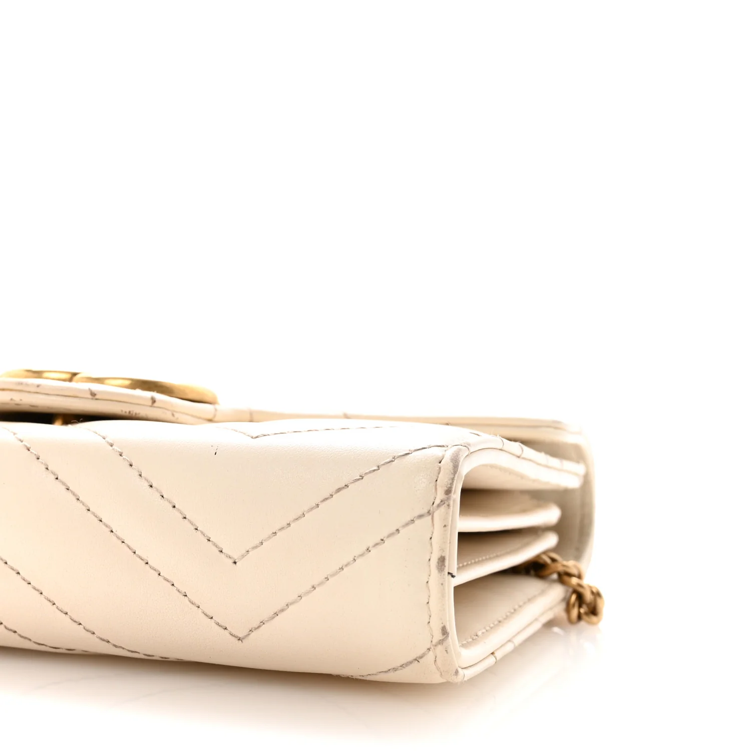Calfskin Matelasse GG Marmont Chain Wallet Mystic White - Image 10