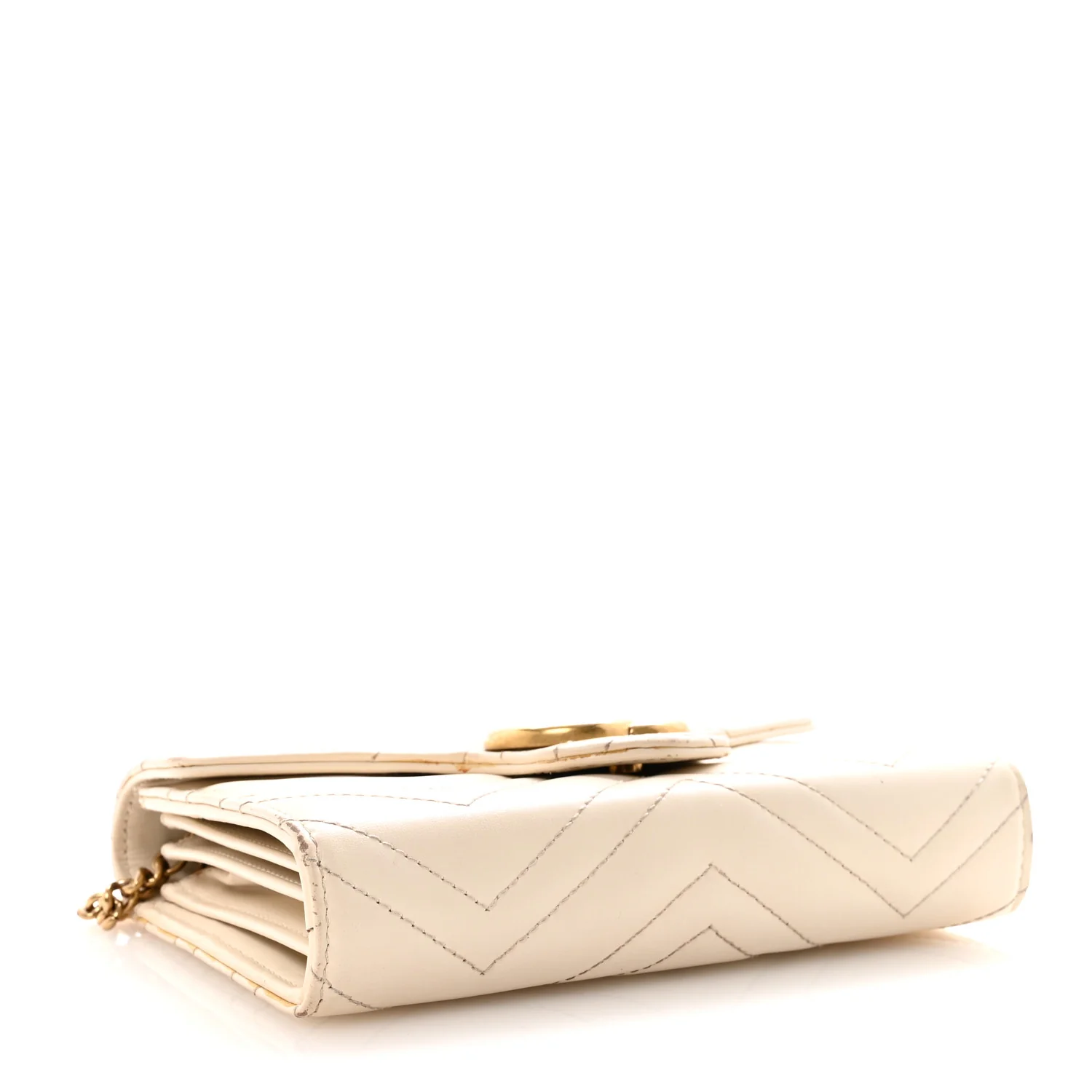 Calfskin Matelasse GG Marmont Chain Wallet Mystic White - Image 4