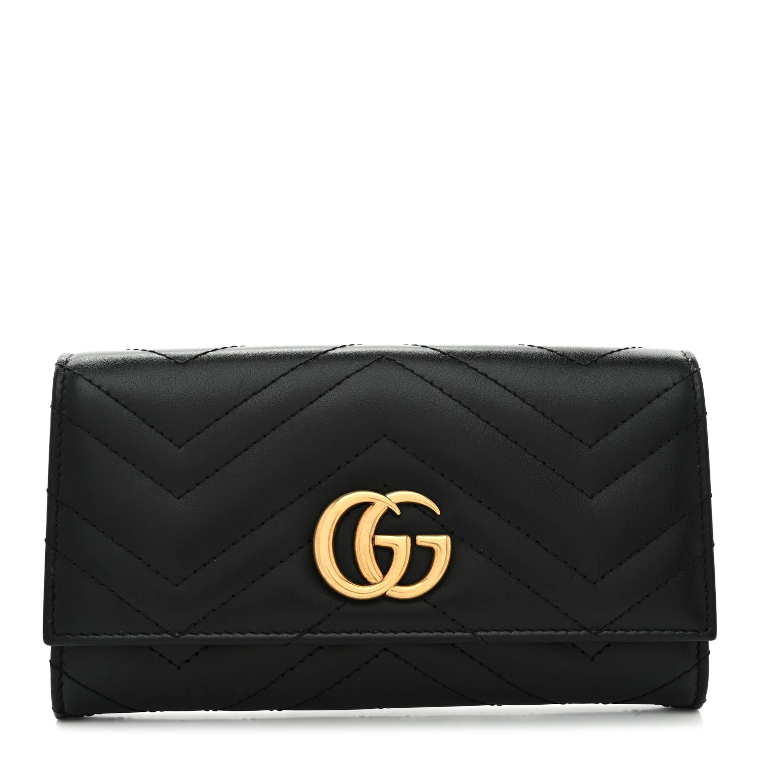 Calfskin Matelasse GG Marmont Continental Wallet Black