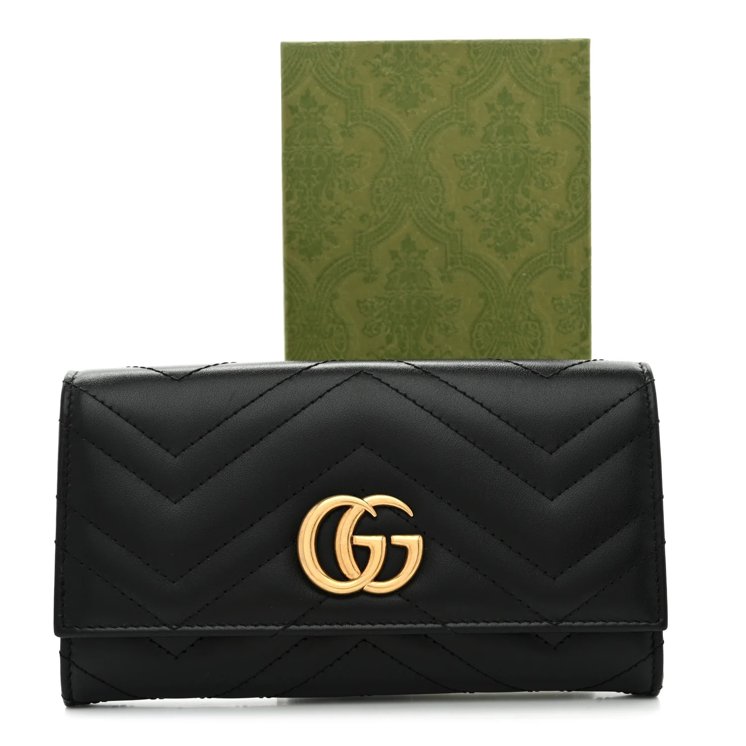 Calfskin Matelasse GG Marmont Continental Wallet Black - Image 9