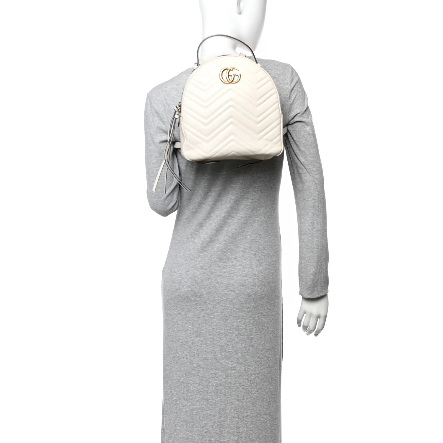 Calfskin Matelasse GG Marmont Dome Backpack White - Image 2