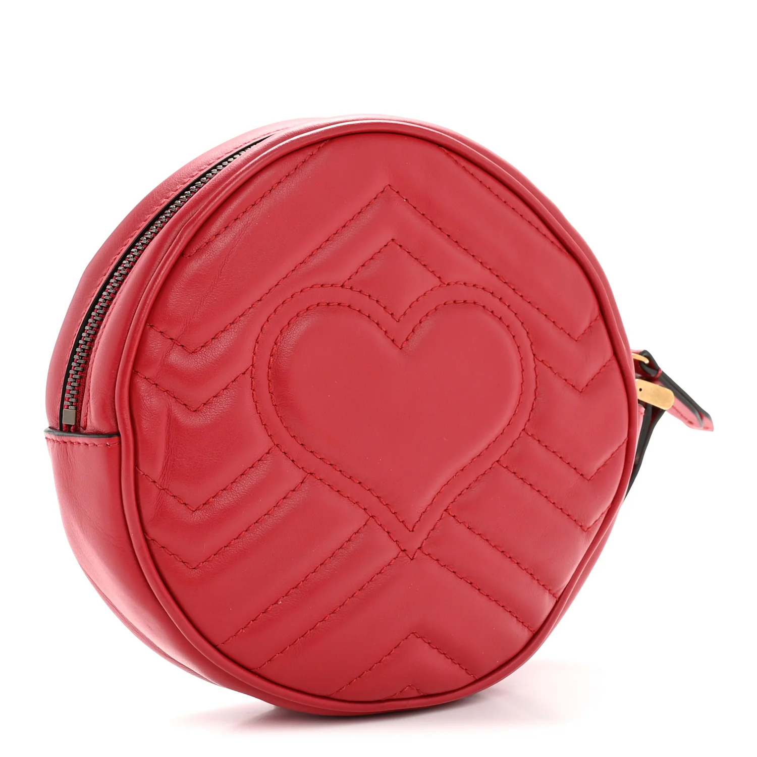 Calfskin Matelasse GG Marmont Round Wrist Wallet Hibiscus Red - Image 3
