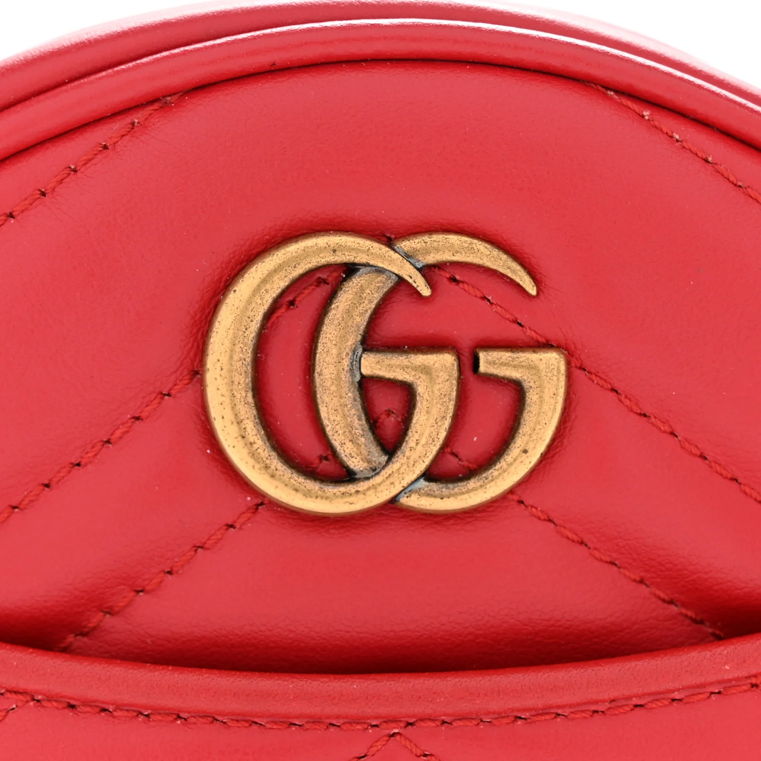 Calfskin Matelasse GG Marmont Round Wrist Wallet Hibiscus Red - Image 8