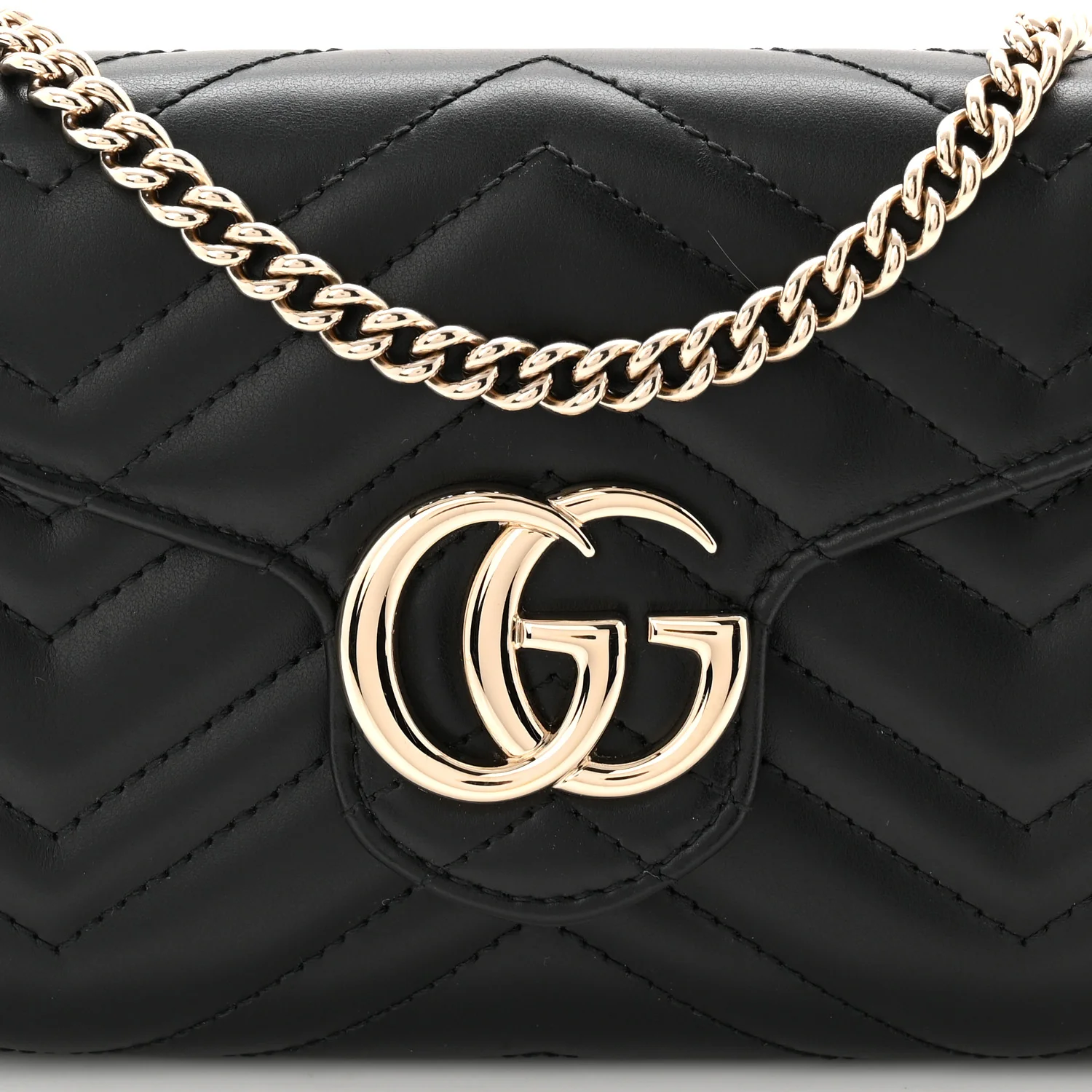 Calfskin Matelasse GG Marmont Wallet on Chain Black - Image 12