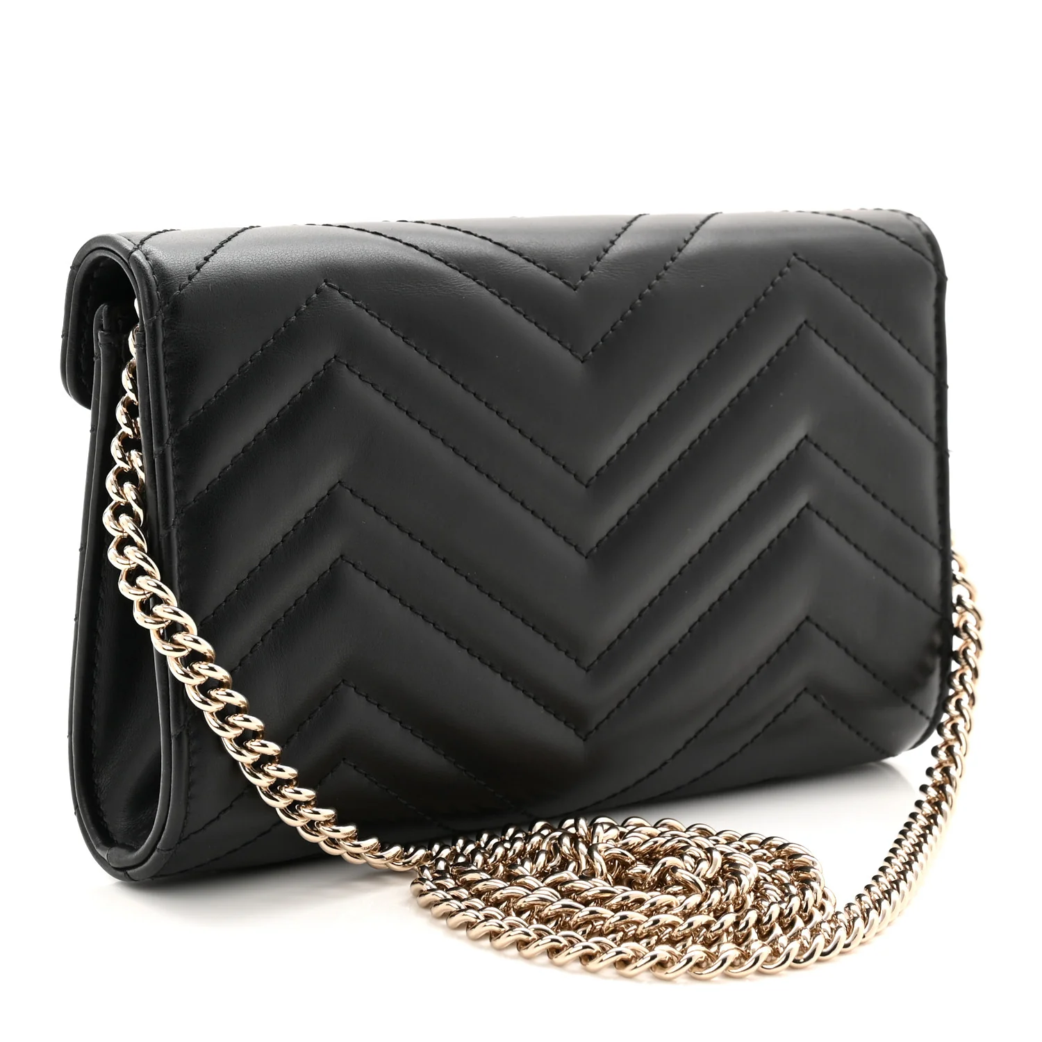 Calfskin Matelasse GG Marmont Wallet on Chain Black - Image 4
