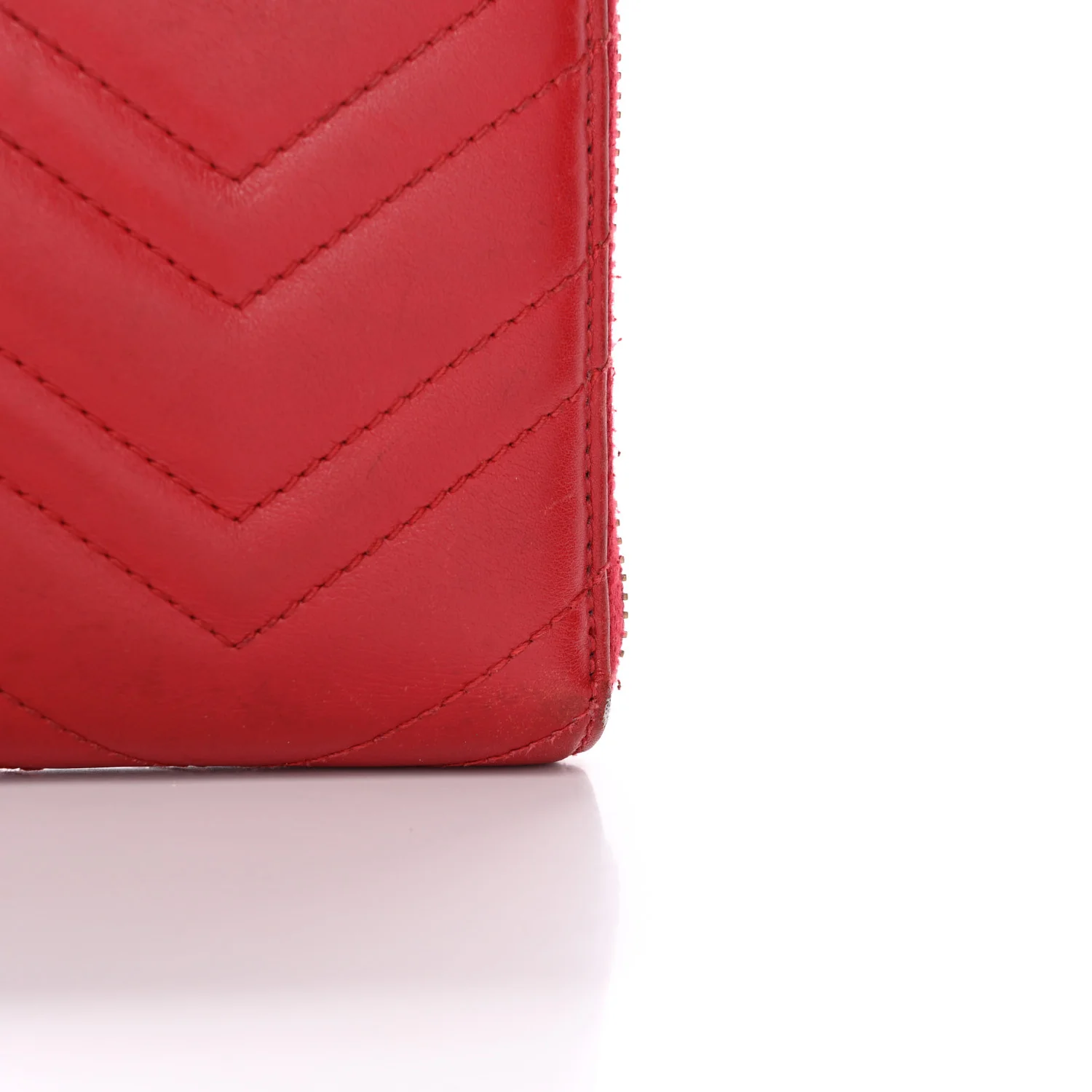 Calfskin Matelasse GG Marmont Zip Around Wallet Hibiscus Red - Image 11